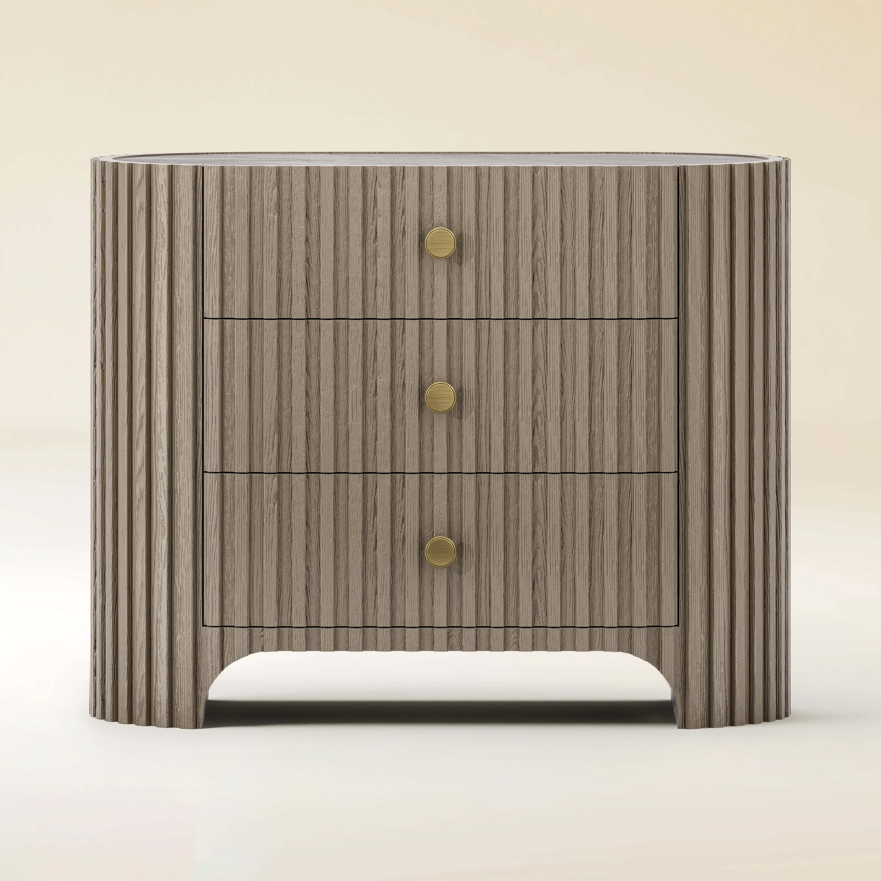 Sinclair Fluted Stone Nightstand 30"W