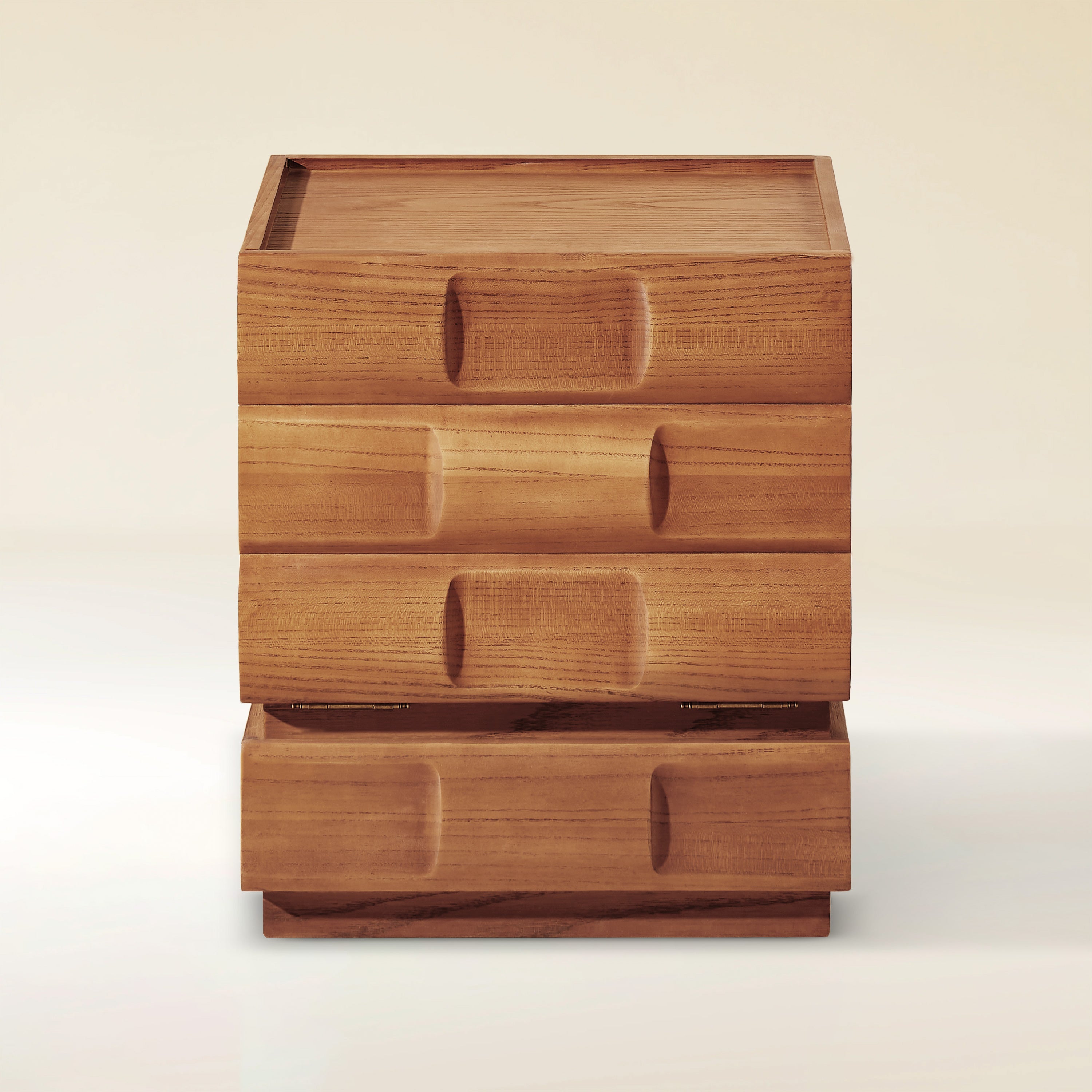 Terra Cube Emboss Solid Wood Nightstand 18”