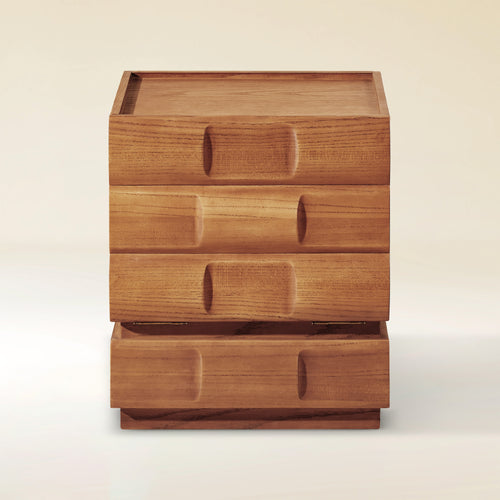 Terra Cube Emboss Solid Wood Nightstand 18”