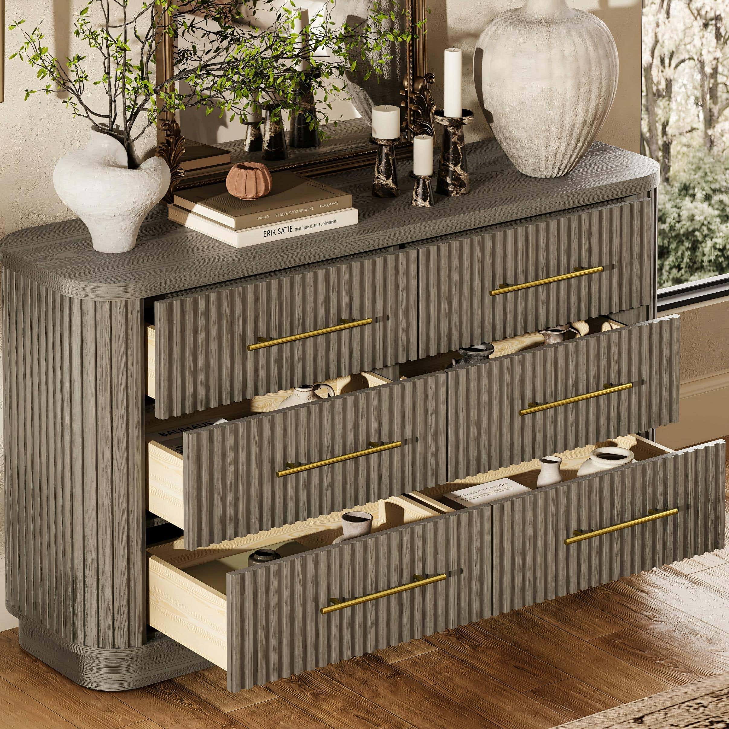 Sinclair Fluted 6-Drawer Chest 60"W