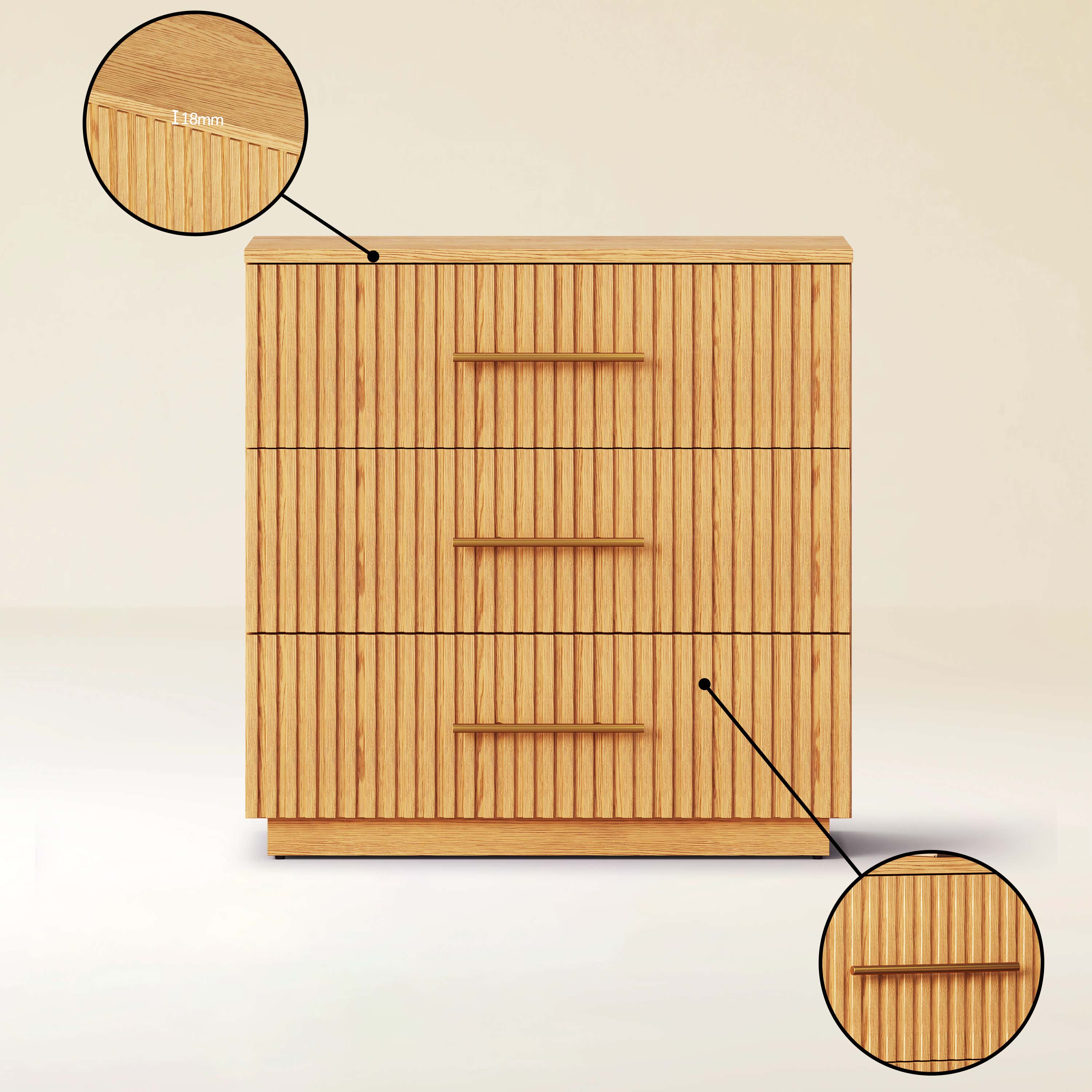 Holt 95" Oak 9-Drawer Chest(Set of 3)