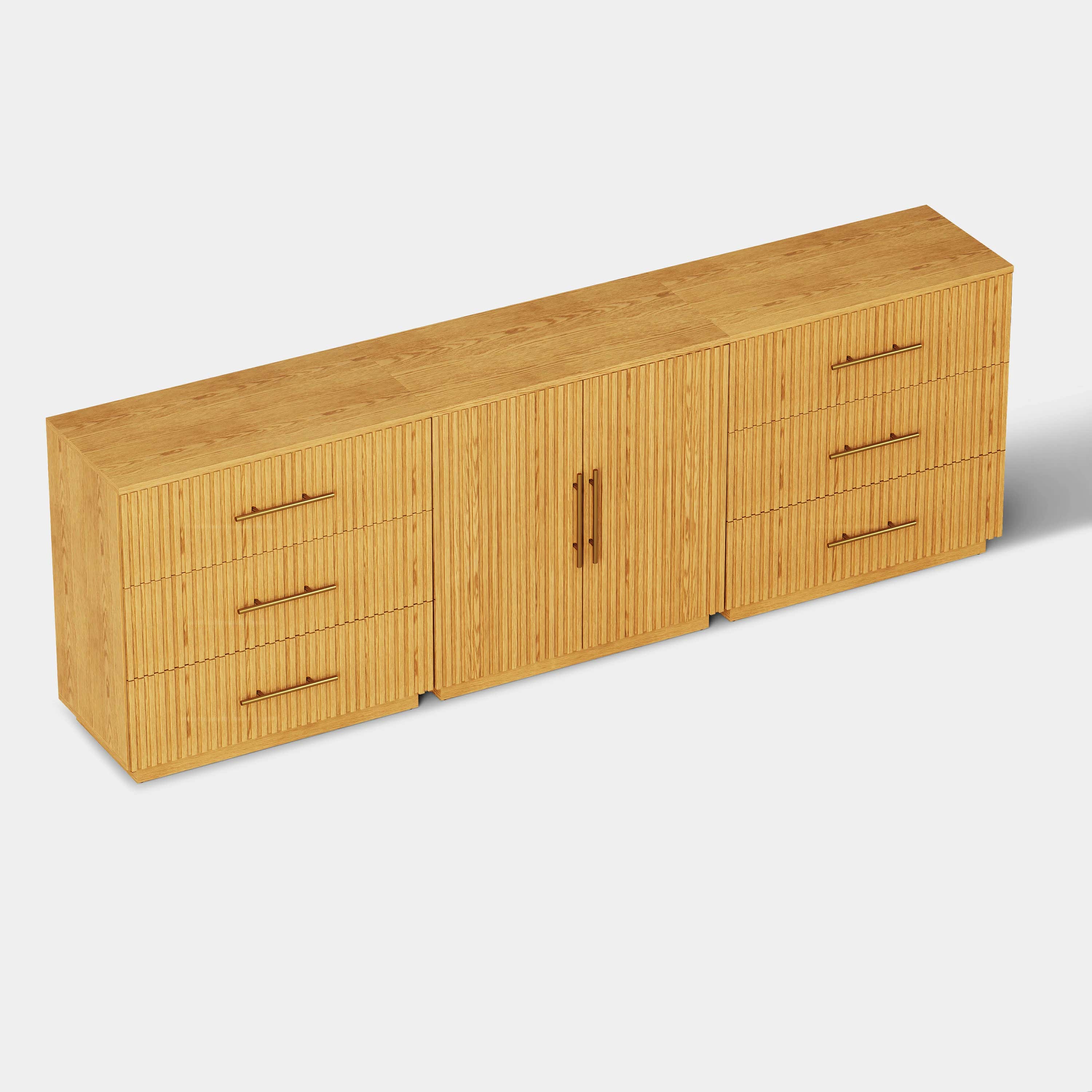 Holt Oak Modular Media Console (Set of 3)