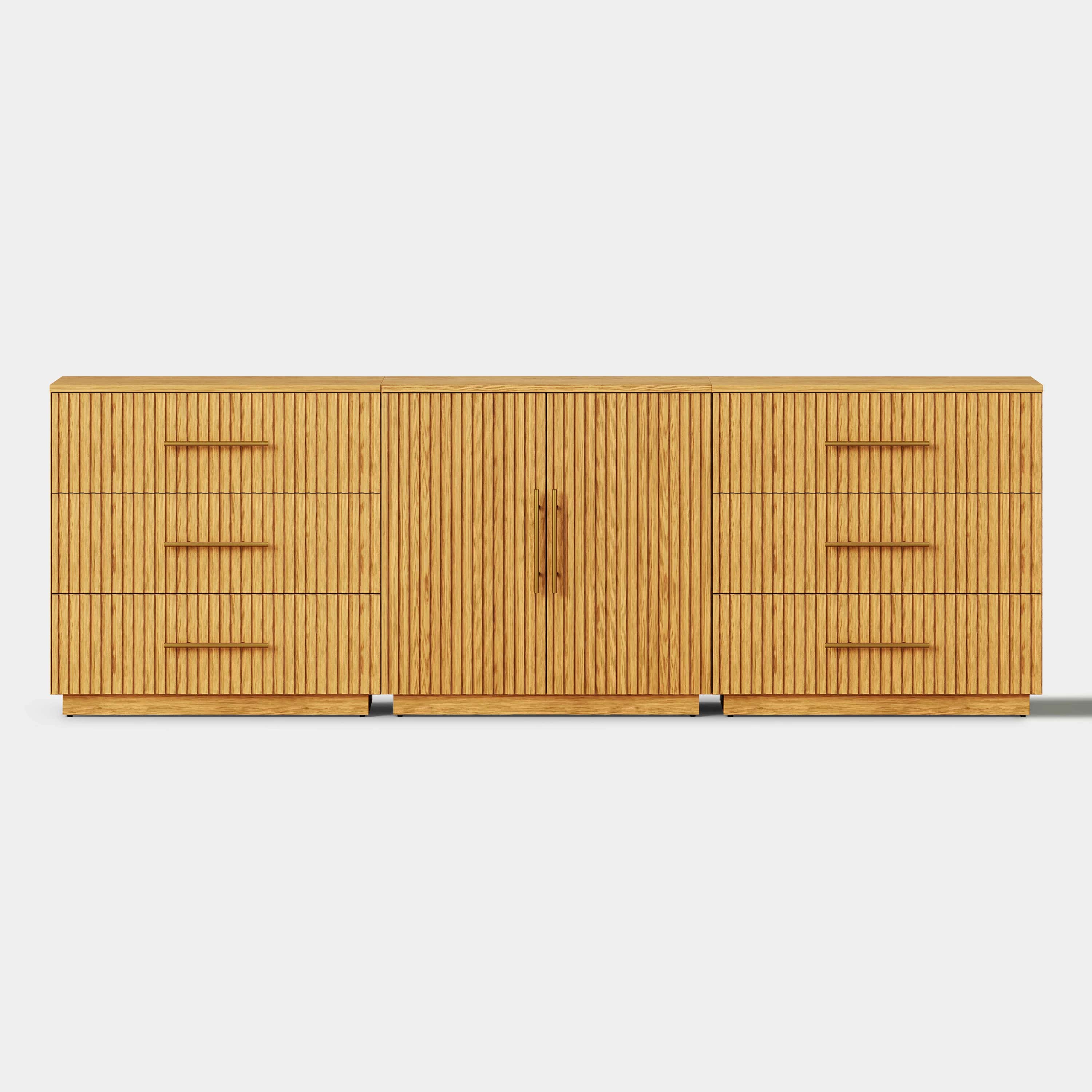 Holt Oak Modular Media Console (Set of 3)