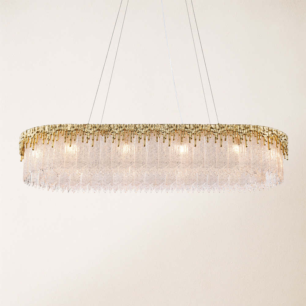 Rheo Crystal Glass Rectangular Chandelier 40"W