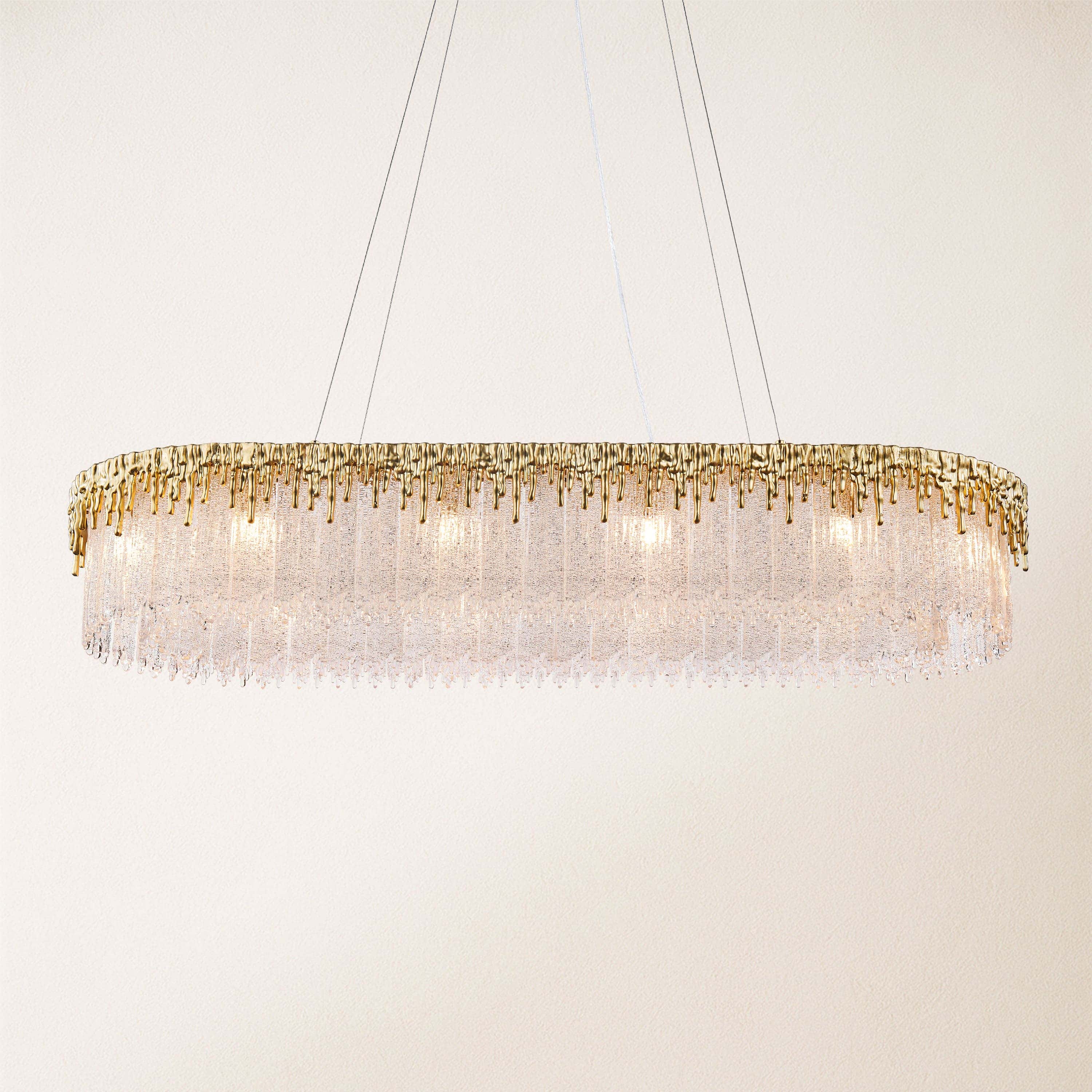 Rheo Crystal Glass Rectangular Chandelier 40"W