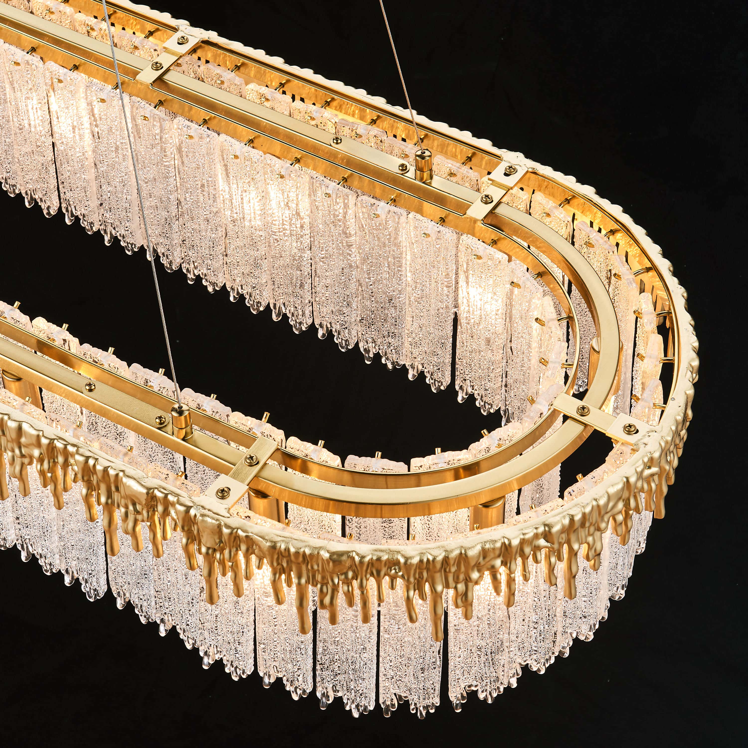 Rheo Crystal Glass Rectangular Chandelier 40"W