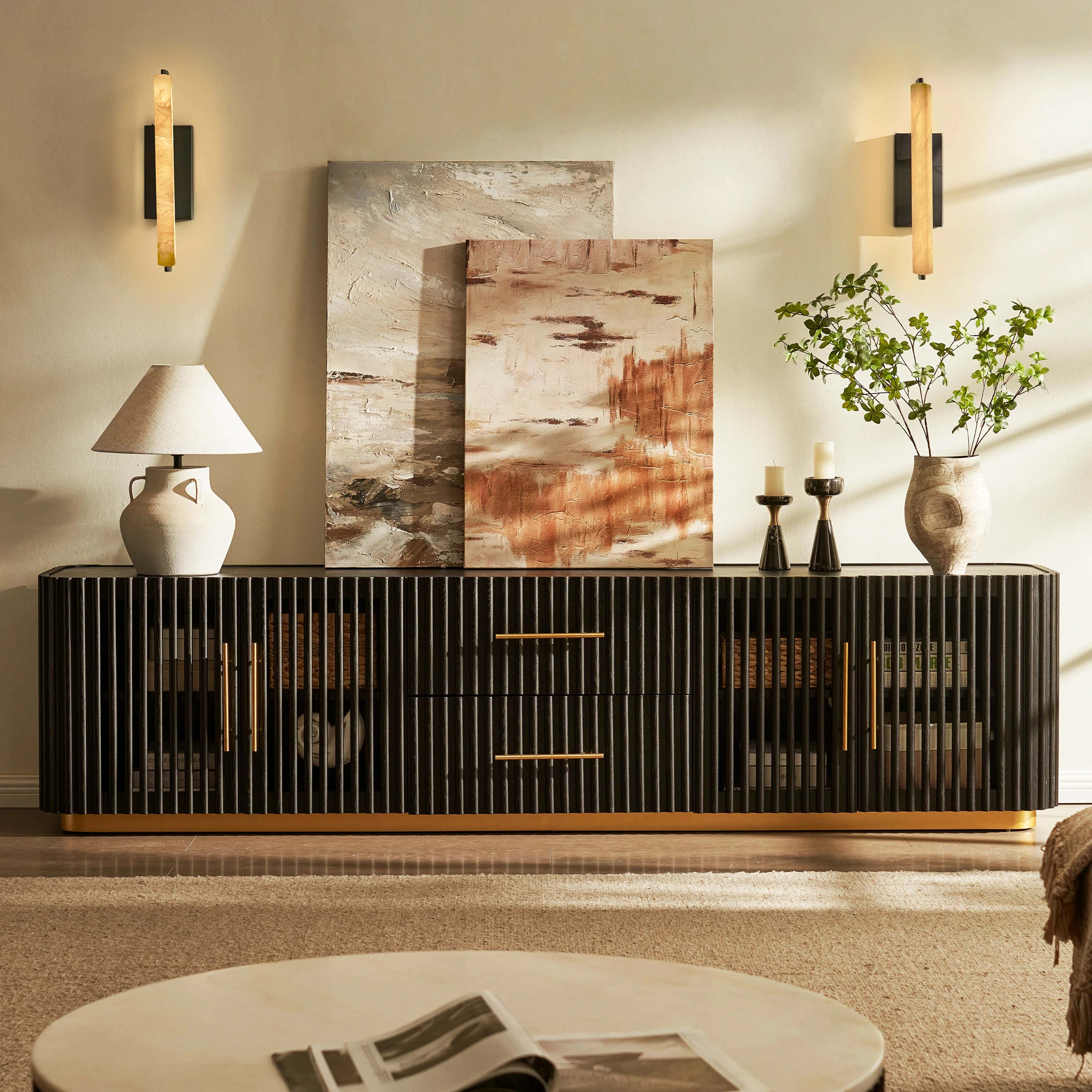 Holton Oak Media Console And Coffee Table Set