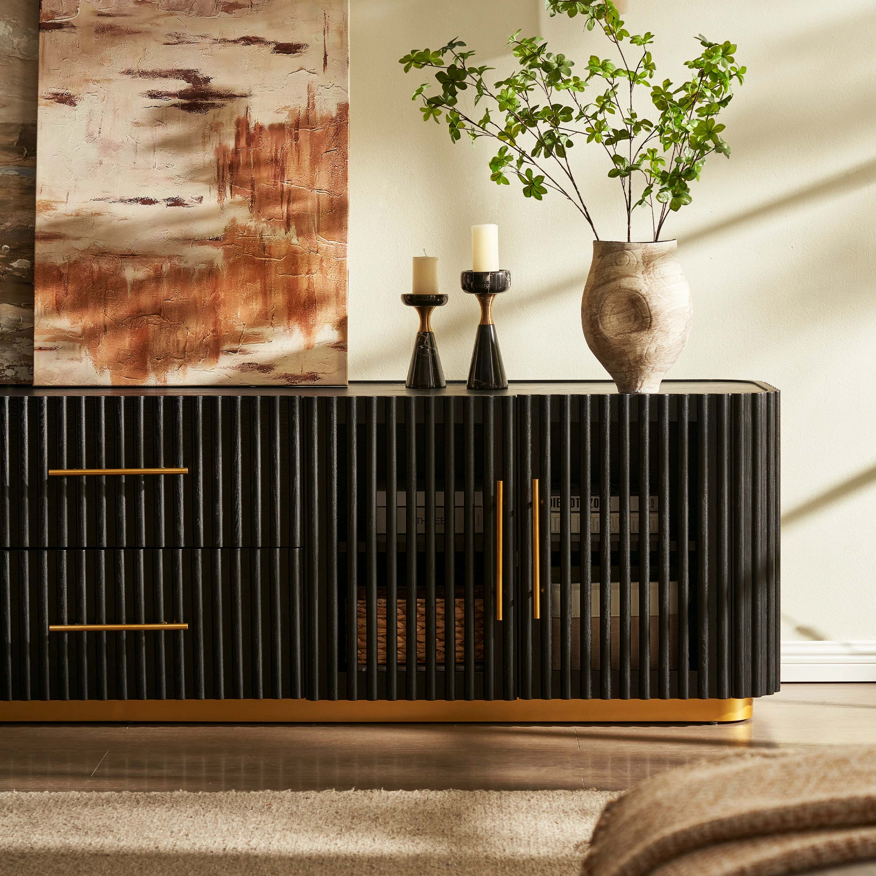 Holton Oak Media Console And Coffee Table Set