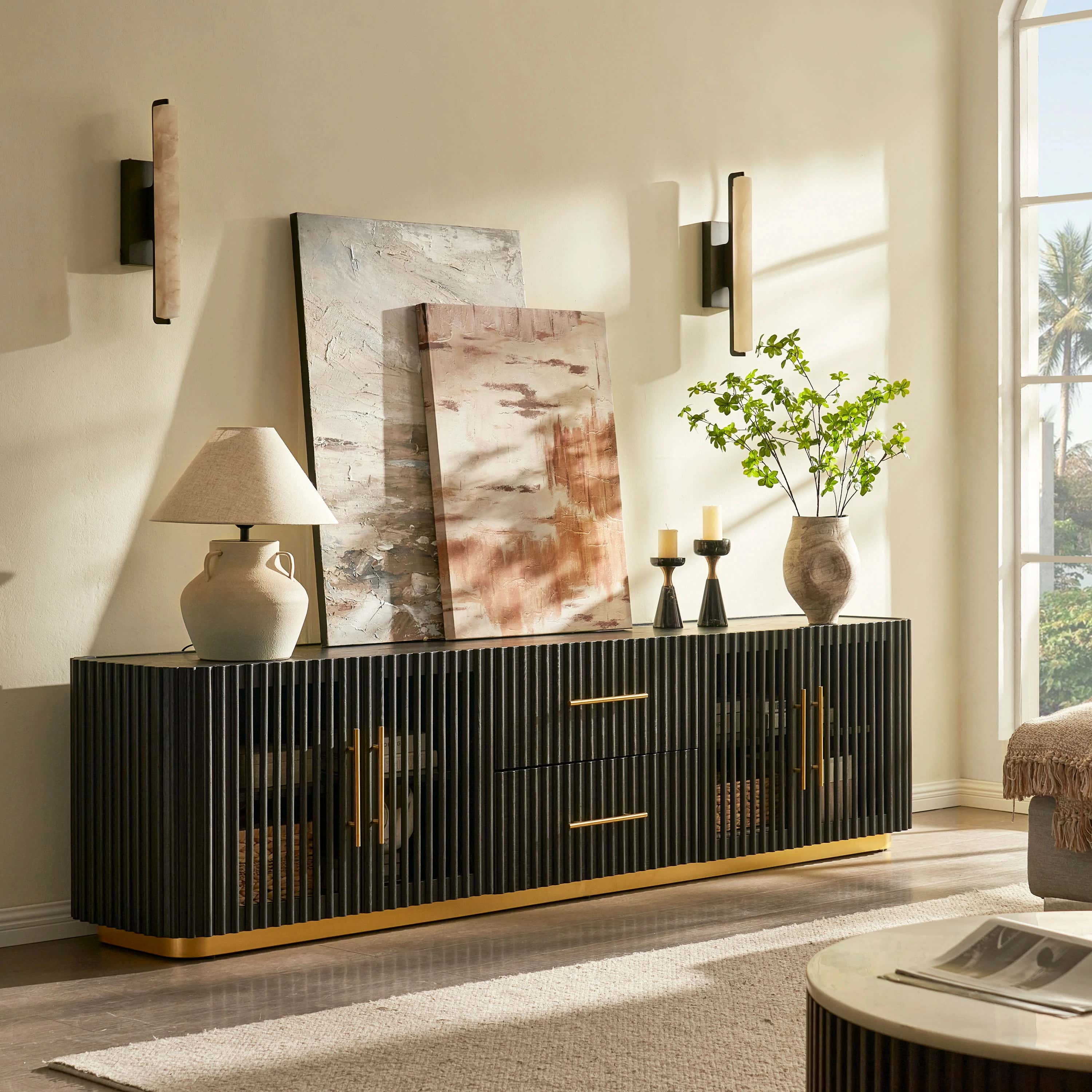 Holton Oak Media Console And Sideboard Set