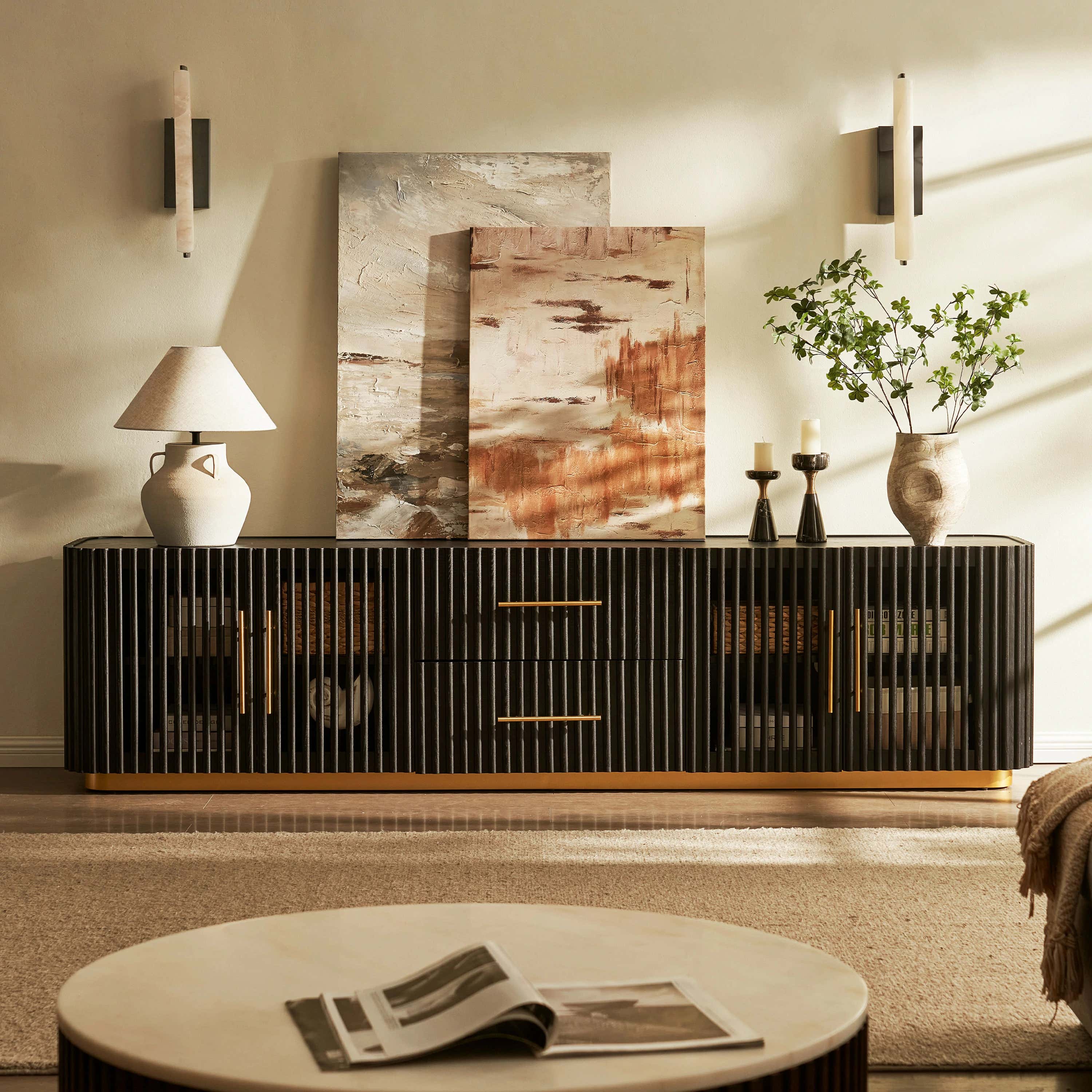 Holton Oak Media Console And Coffee Table Set