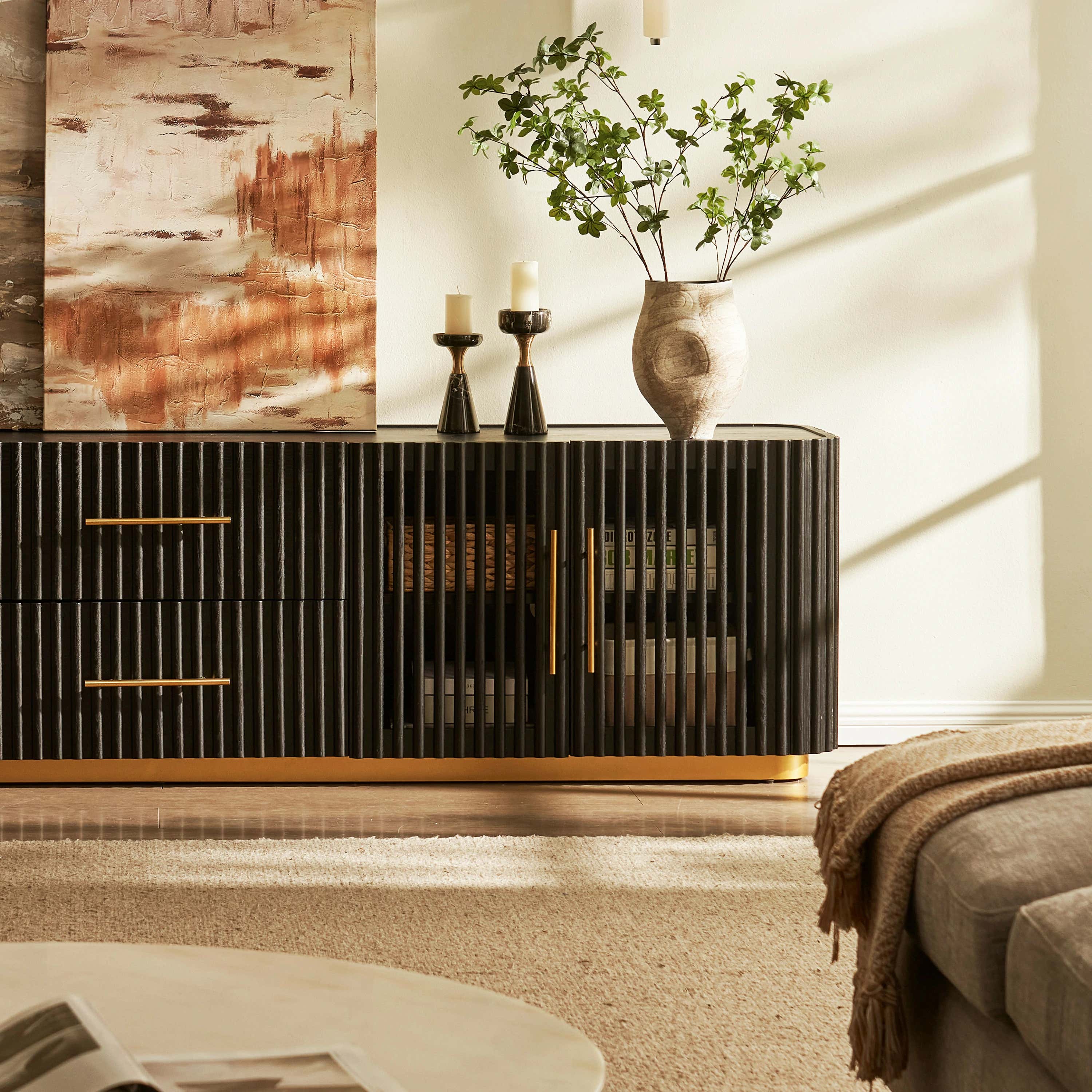 Holton Oak Media Console And Sideboard Set