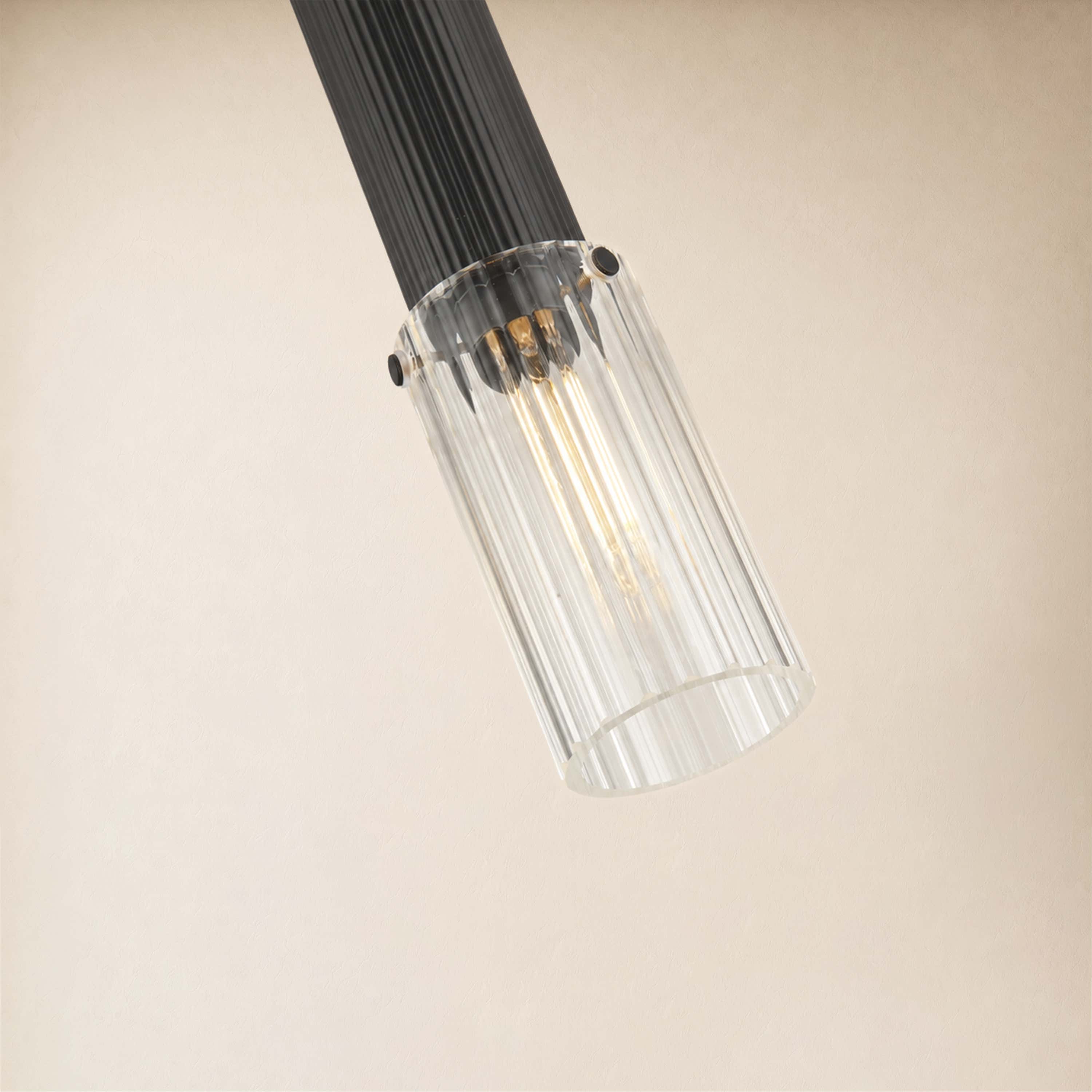 Briar Ribbed Glass Cylinder Pendant 12"H
