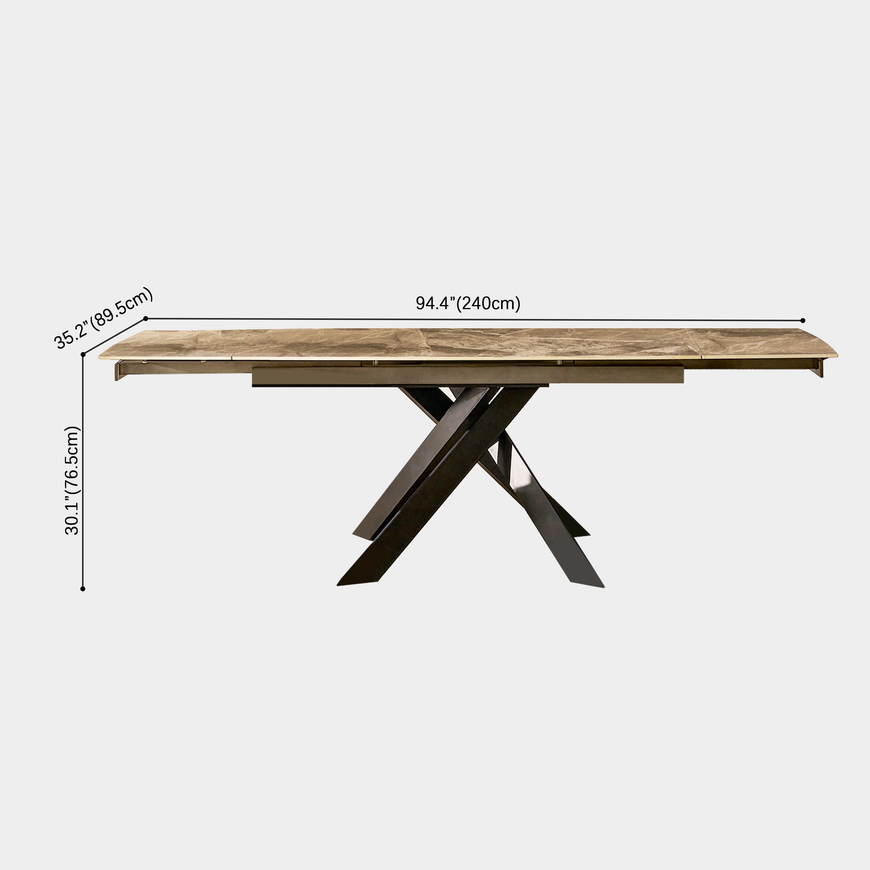 size-image Labarthe Extended Rectangular Sintered Stone Dining Table 95"