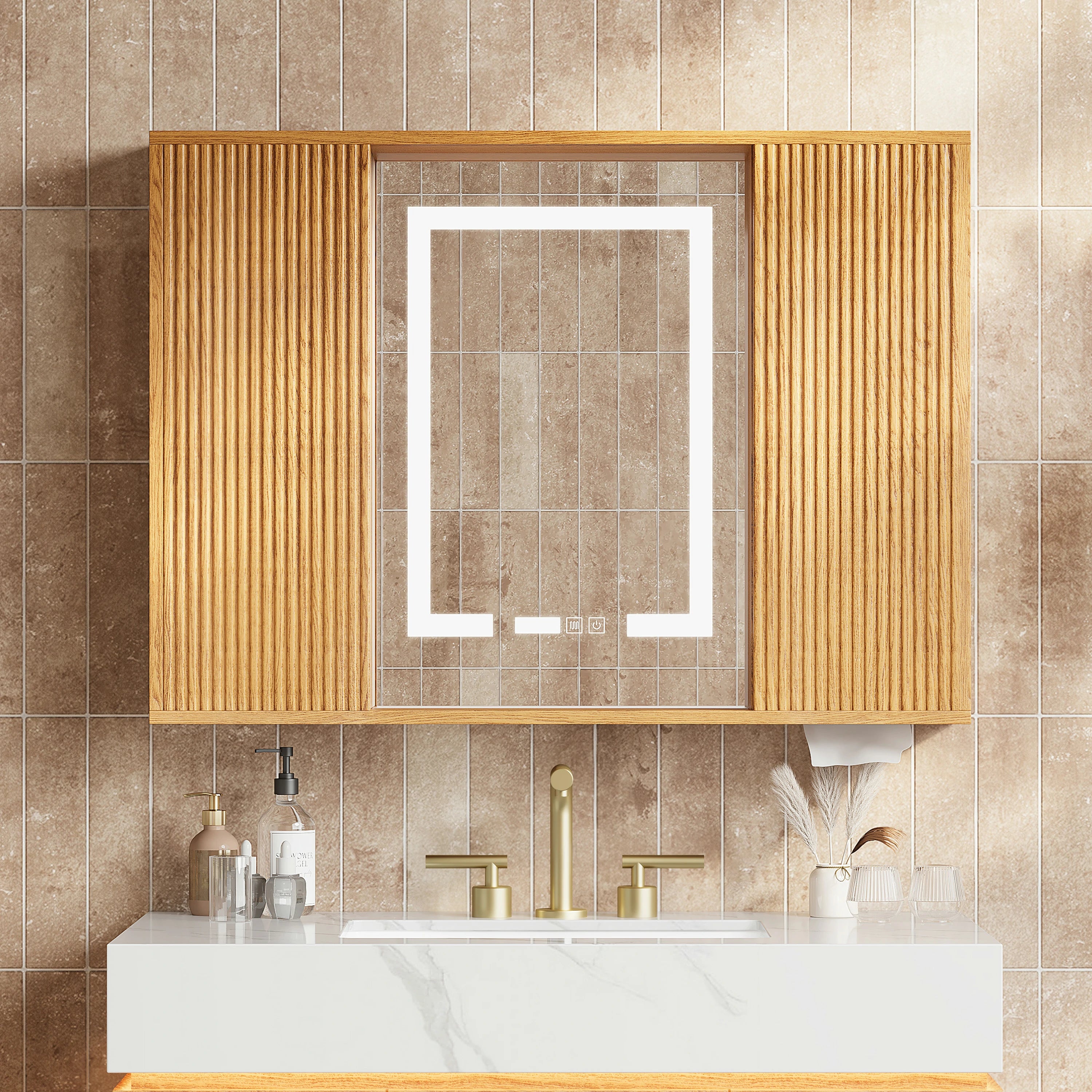 Isla Oak Bathroom Wall Mirror 36"