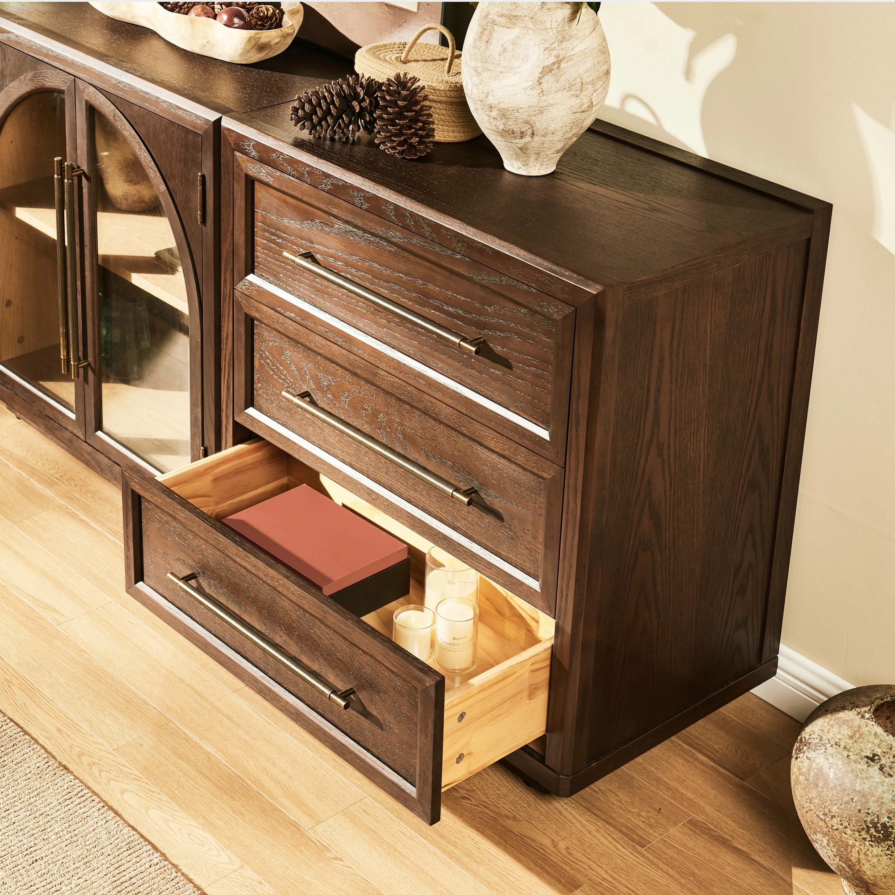 Alvar Arched 126″ Oak Modular Media Console(Set of 4)