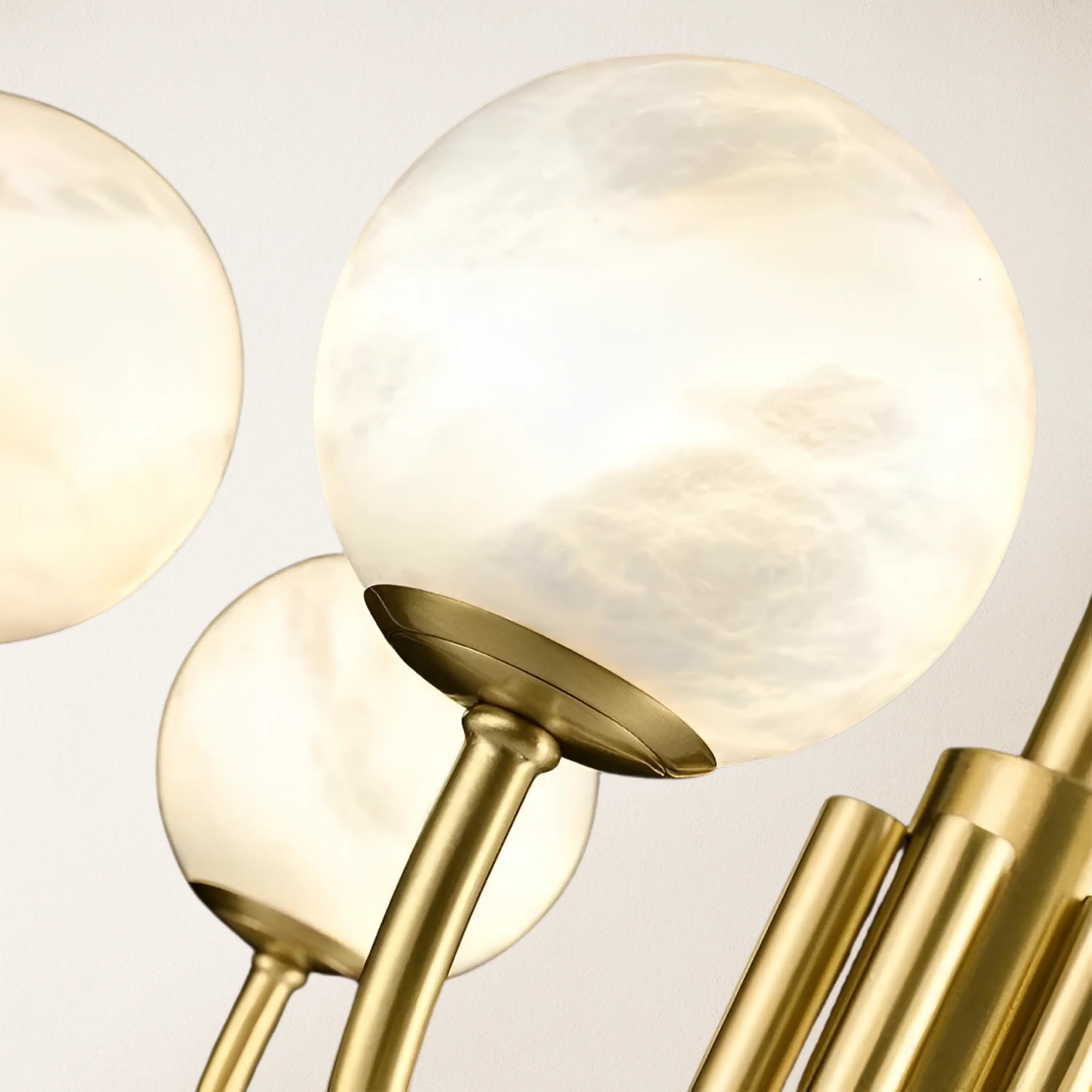 Modern Alabaster Round Art Chandelier 25.6"D#Finish_Gold