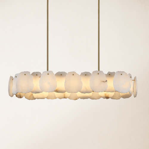 Moira Alabaster Oval Chandelier 43"W#Finish_Gold