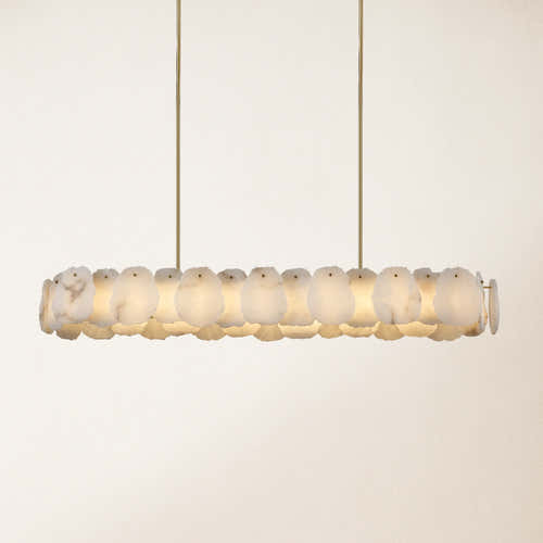 Moira Alabaster Oval Chandelier 58"W#Finish_Gold
