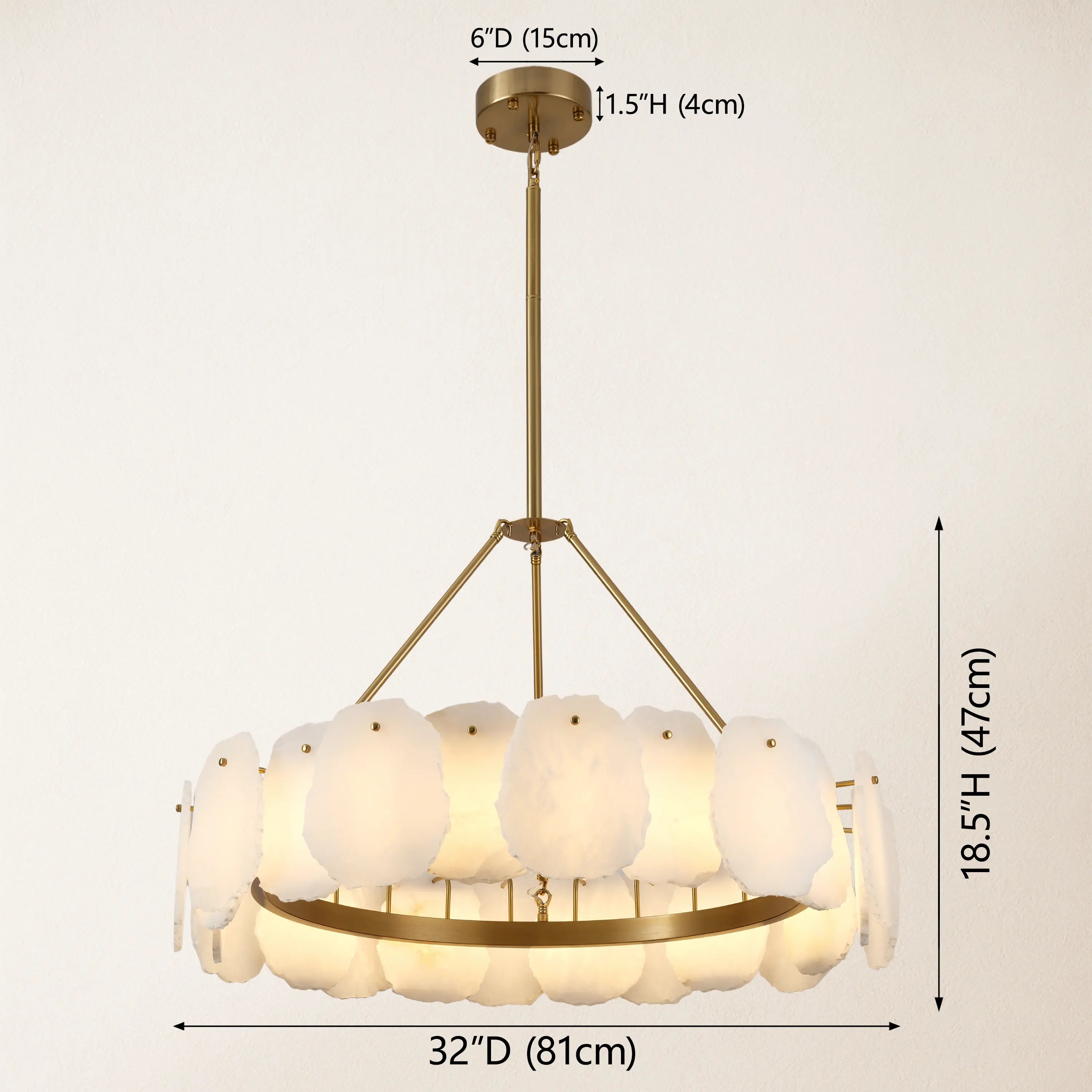 Moira Alabaster Round Chandelier 32"D#Finish_Gold