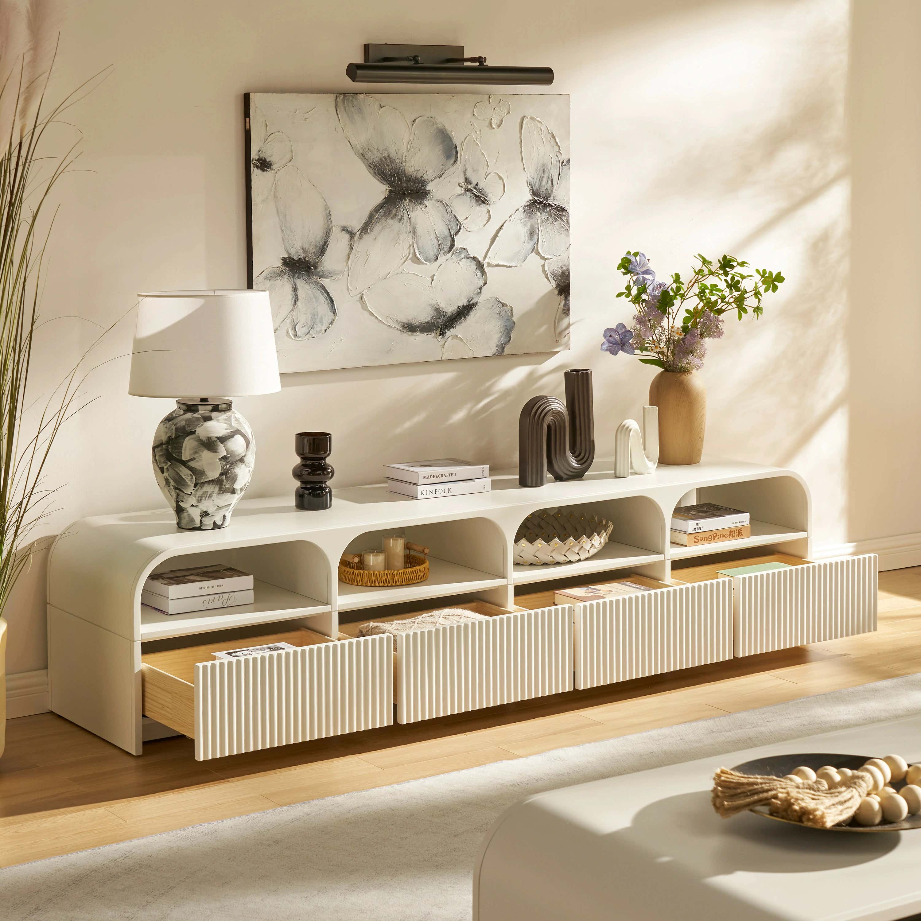 Naru Media Console and Coffee Table Set