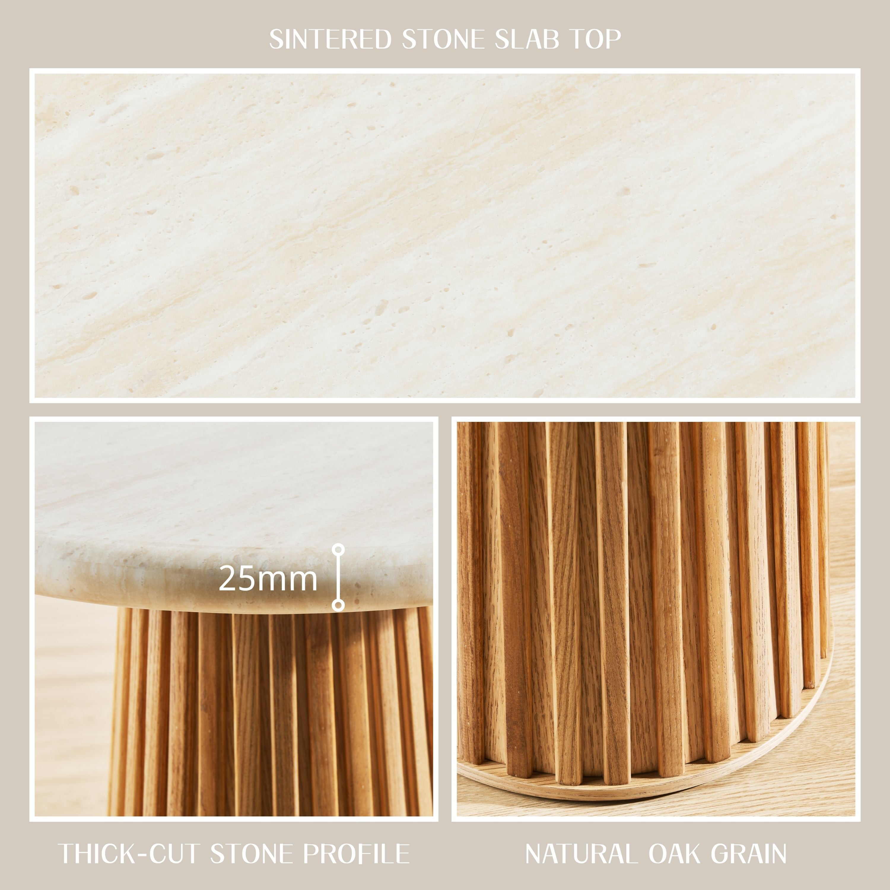 Emery Sintered Stone Side Table 50cm W