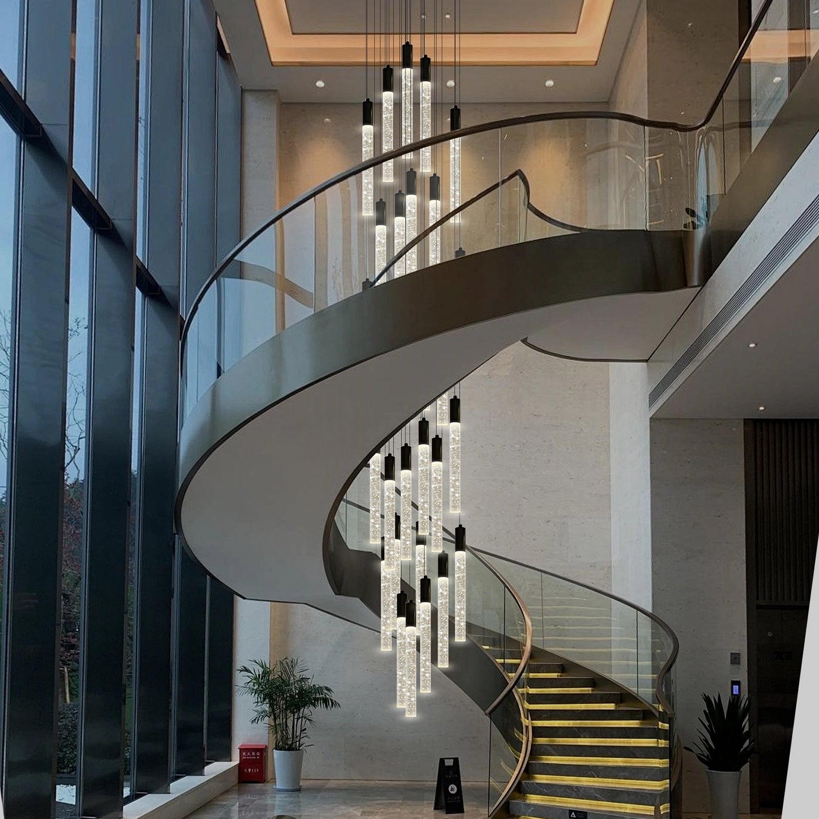 Nova Cascade Modern LED High Ceiling Chandelier 24"D