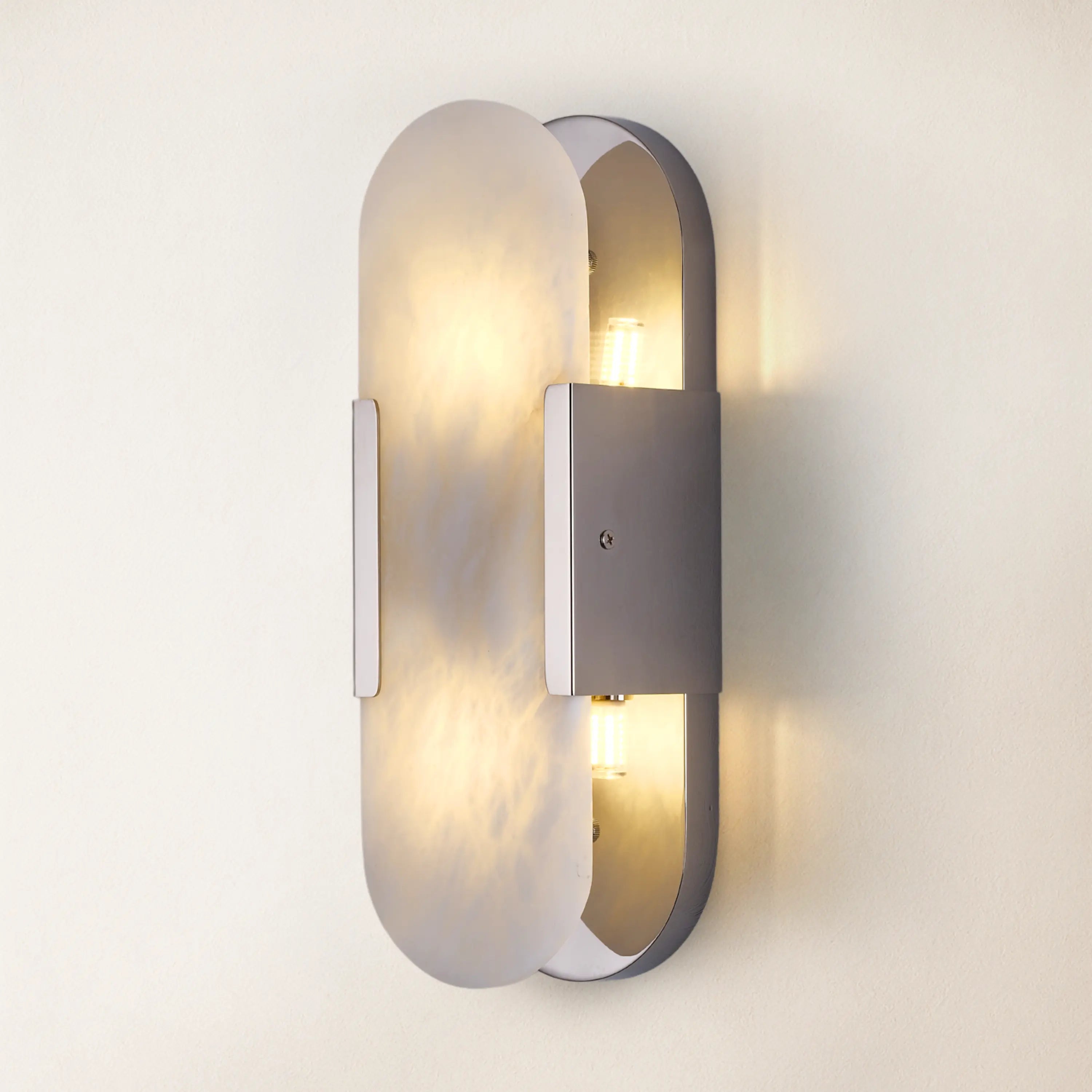 OpalEdge Alabaster Oval Wall Sconce 14"H#Finish_Silver