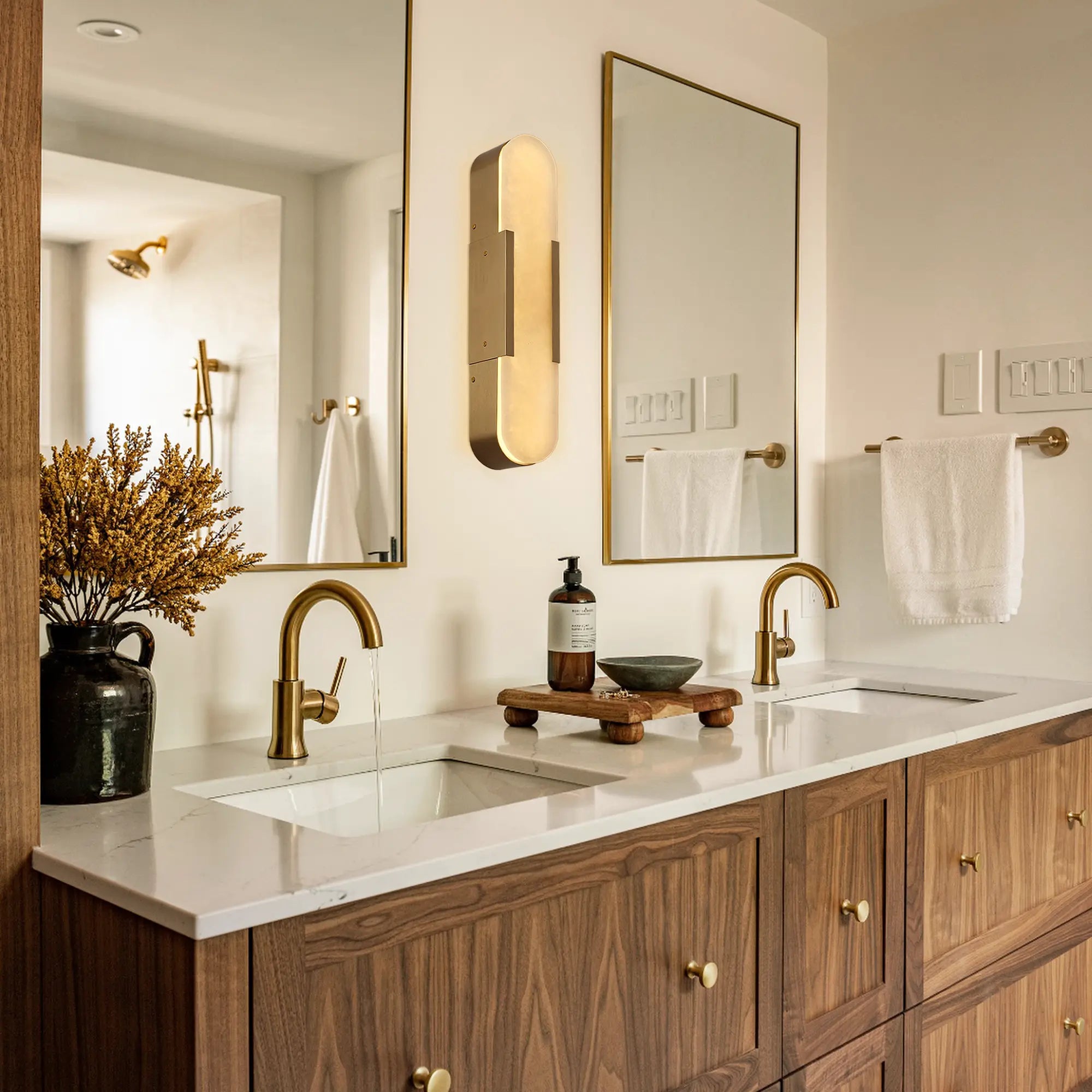 OpalEdge Alabaster Wall Sconce 20"H#Finish_Gold