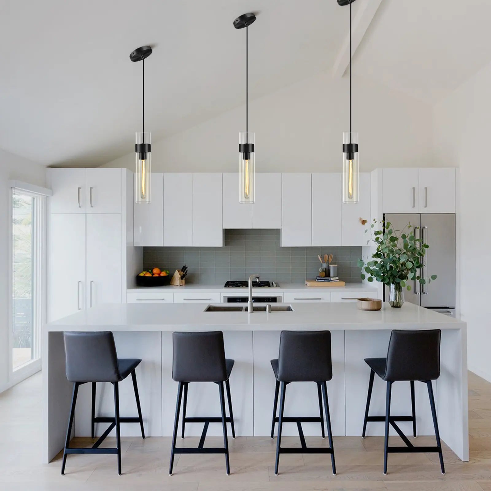 Cylora Glass Tube Pendant 4"H