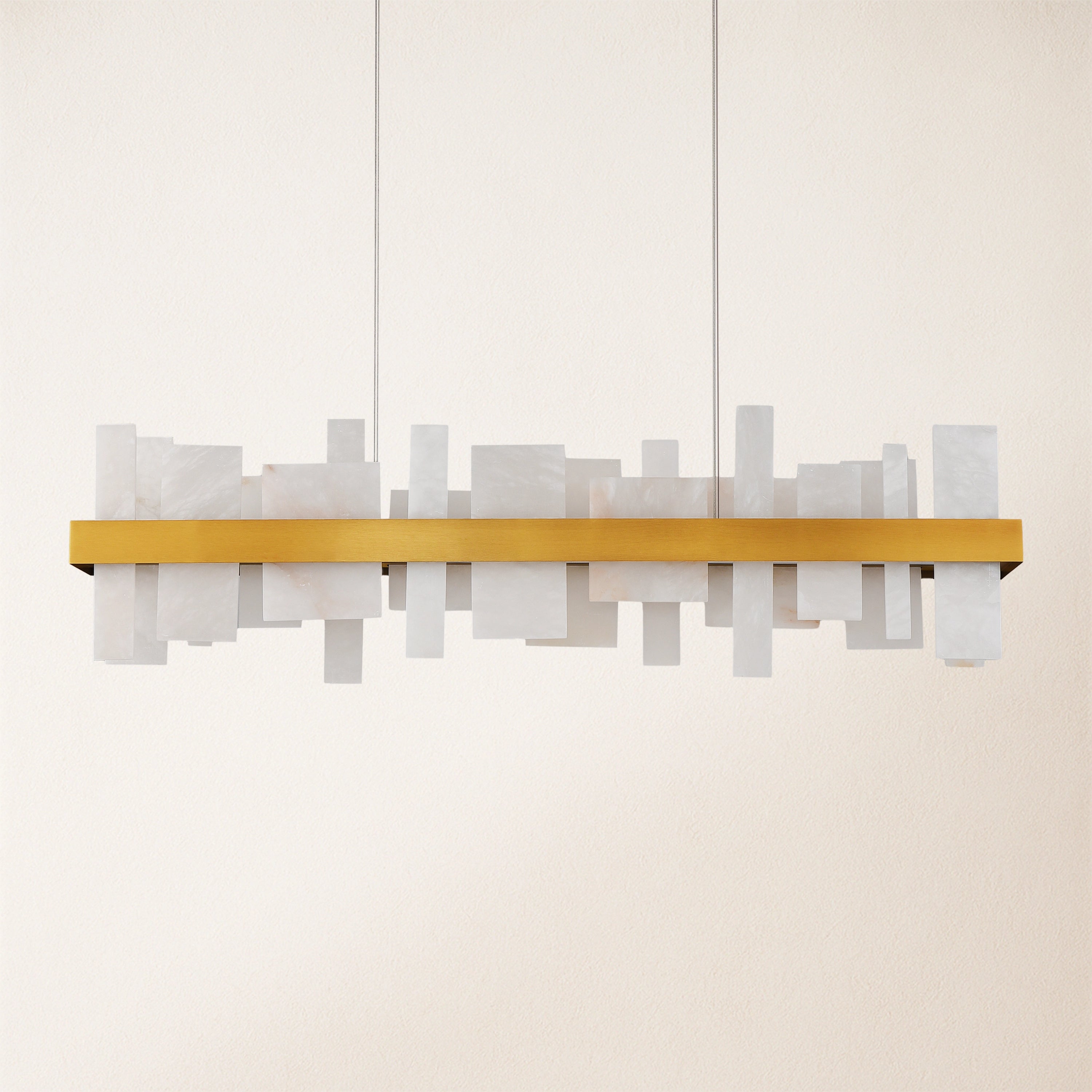 Nocturne Alabaster Rectangular Chandelier 48"