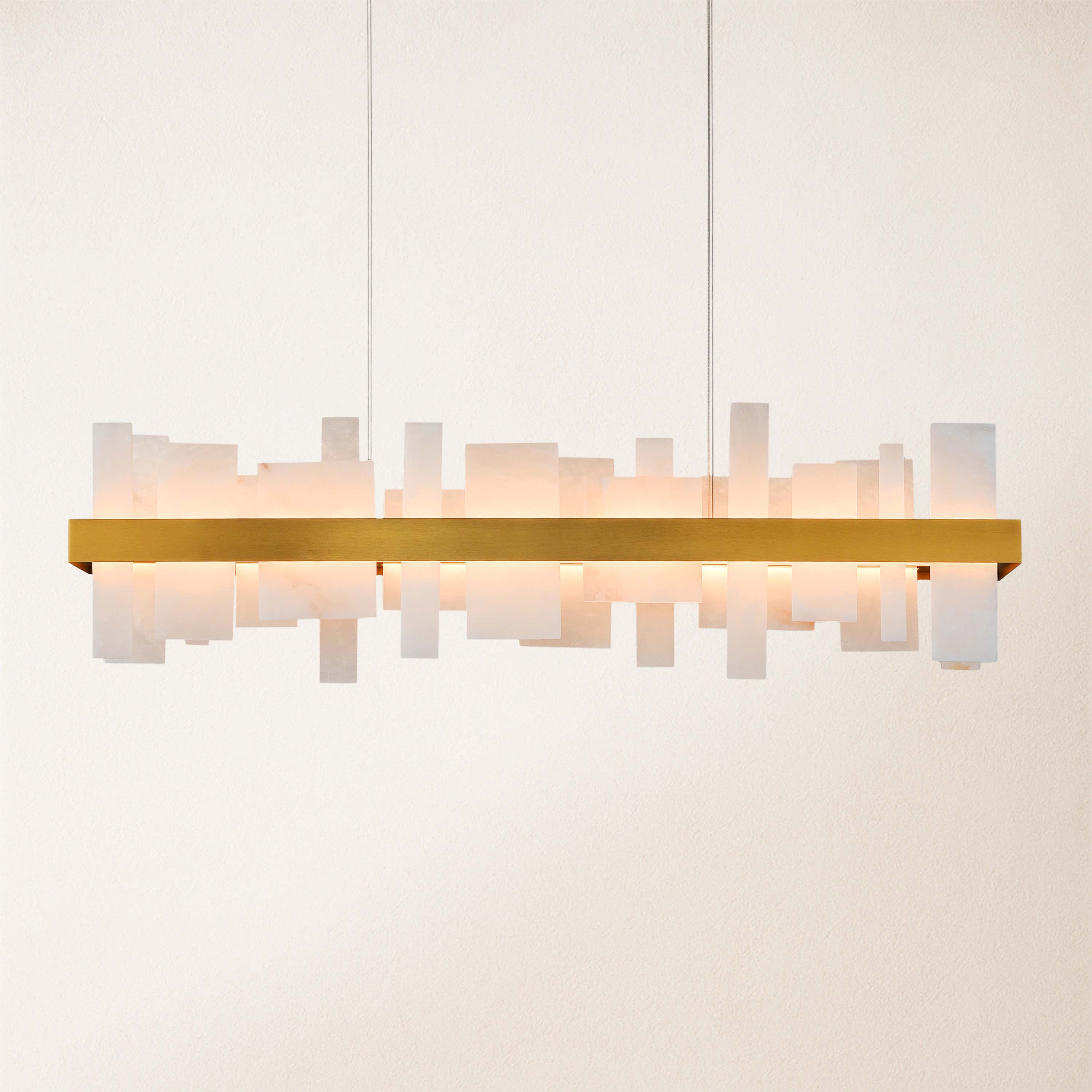 Nocturne Alabaster Rectangular Chandelier 48"#Finish_Gold