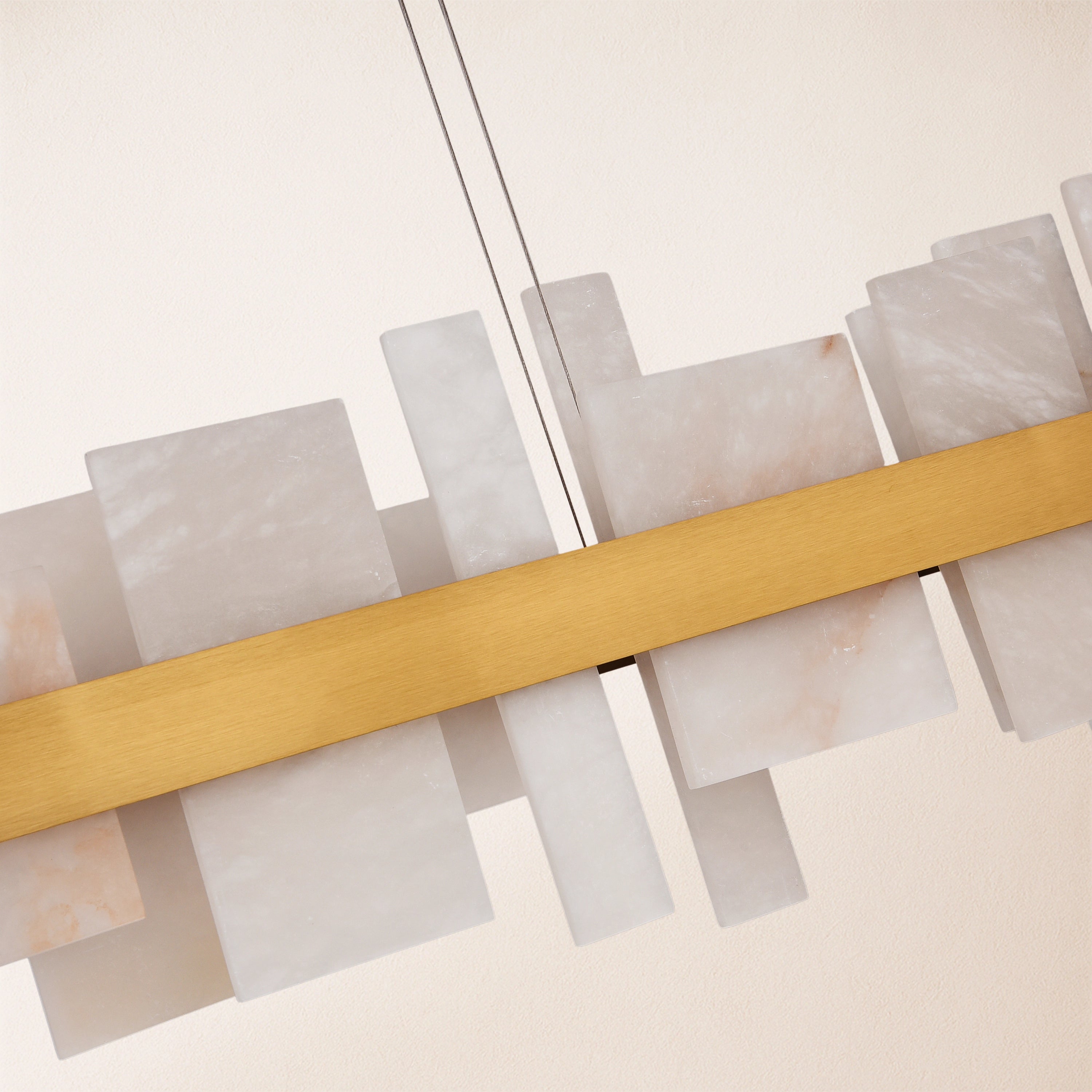 Nocturne Alabaster Rectangular Chandelier 48"#Finish_Gold