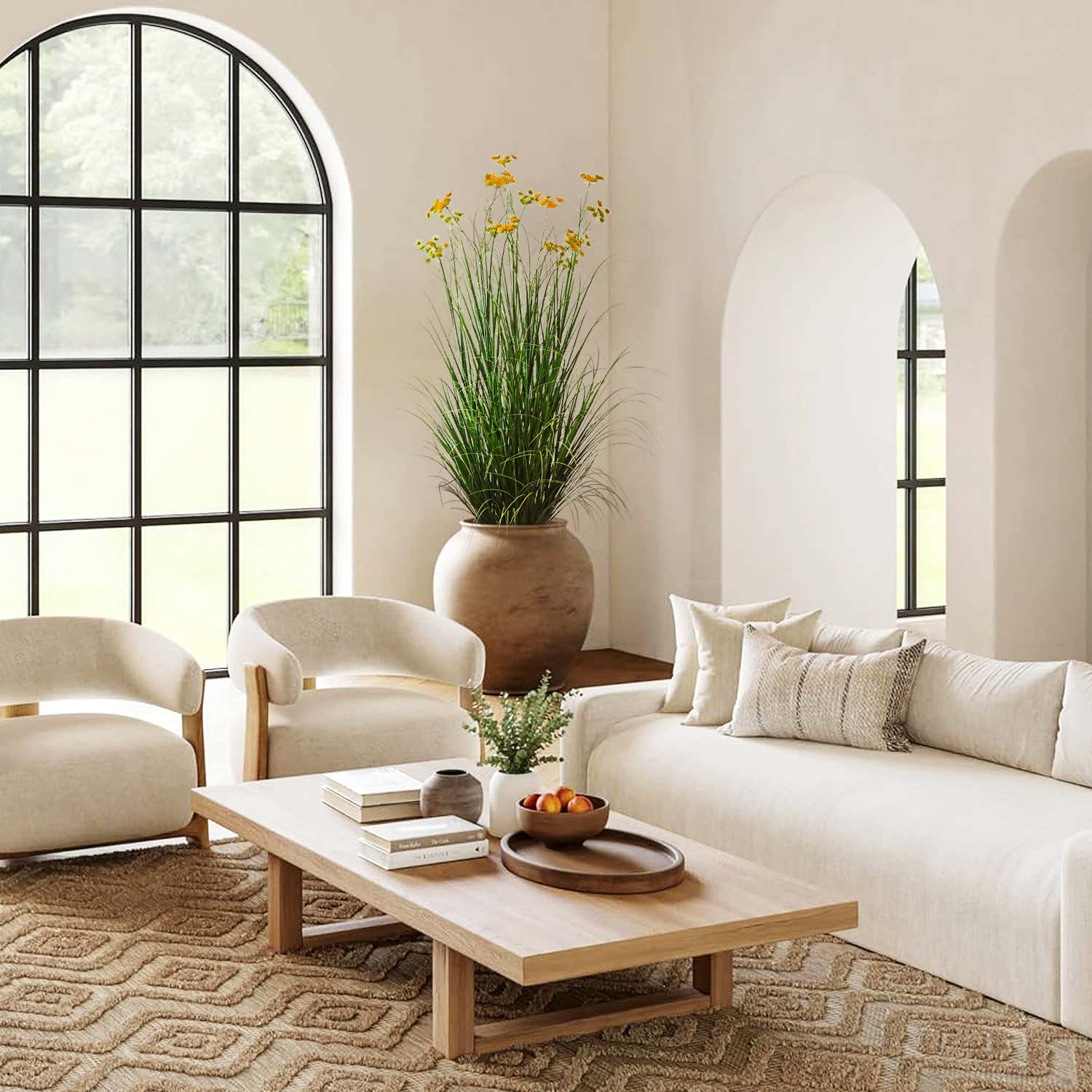 Artificial 18-Head Carrot Flower with Curved Onion Grass Bonsai 170cm H