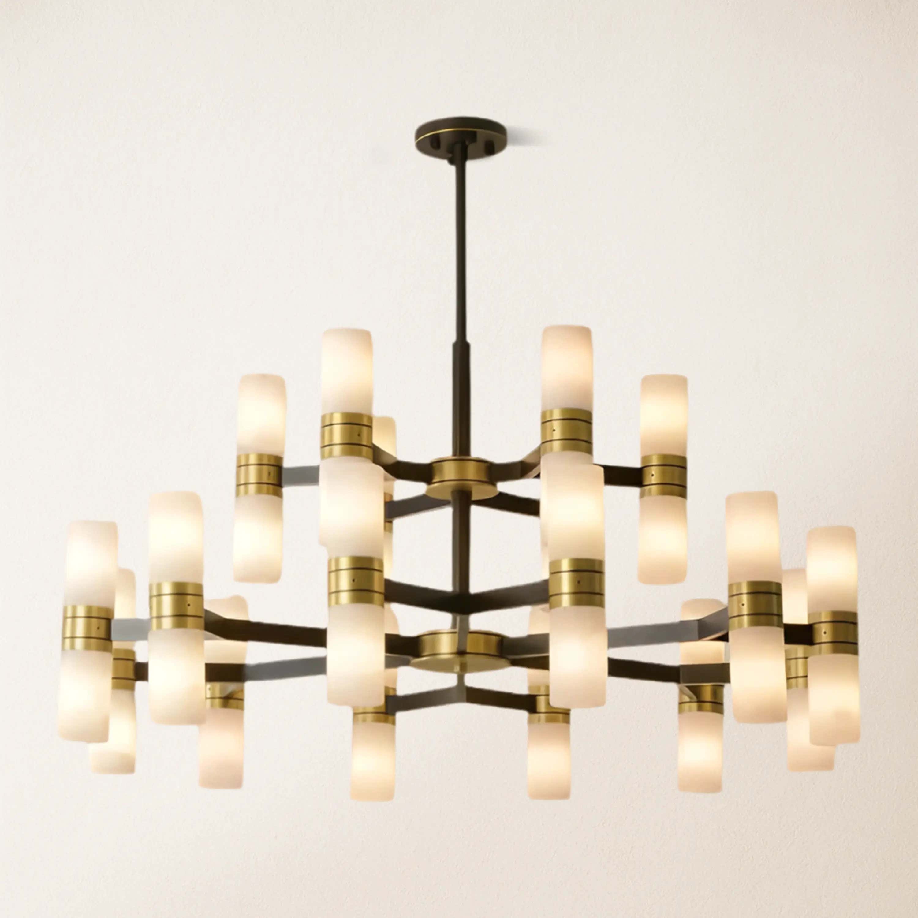 Moral Alabaster Round chandelier 37"D#Finish_Gold