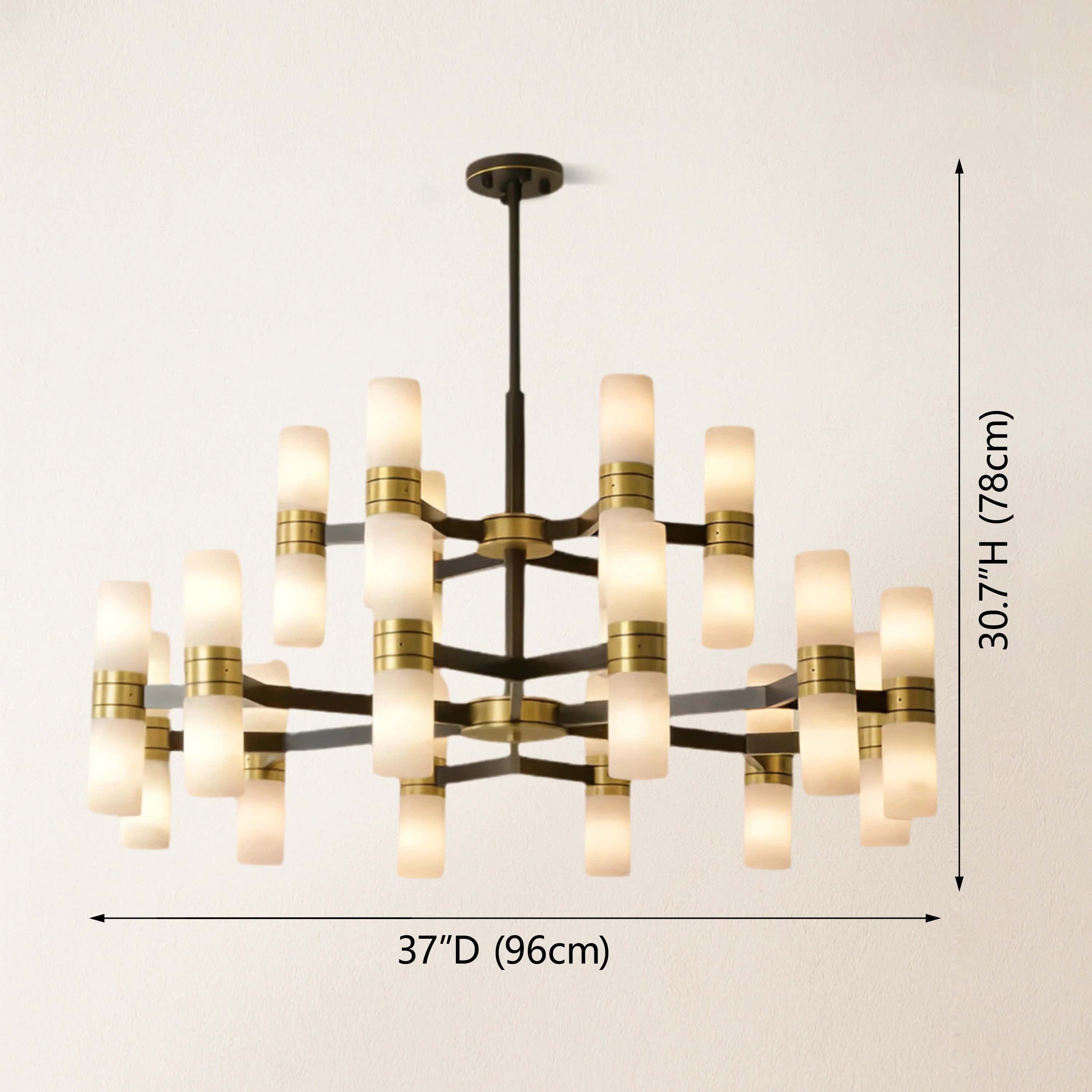 Moral Alabaster Round chandelier 37"D#Finish_Gold