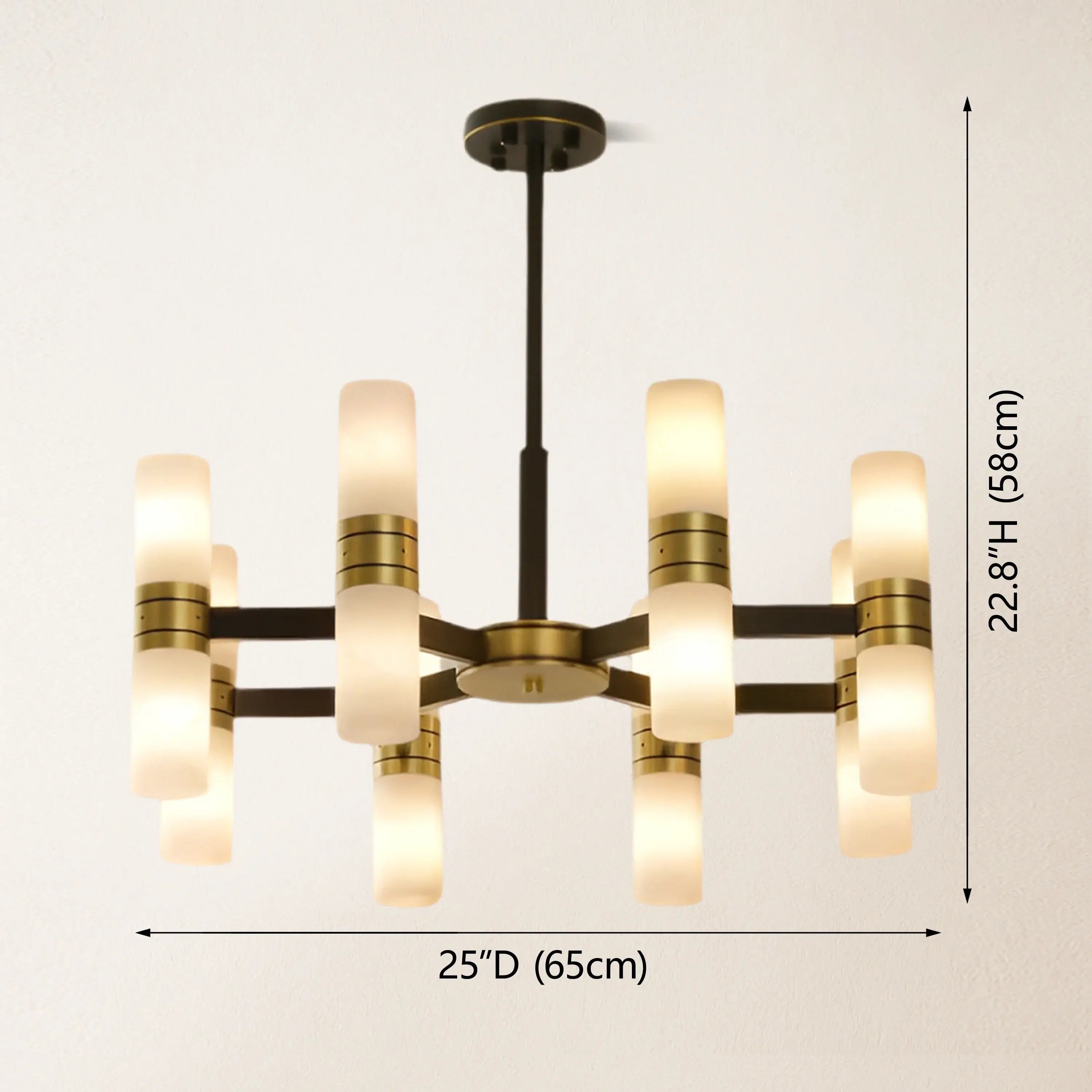 Moral Alabaster Round Chandelier 25"D#Finish_Gold