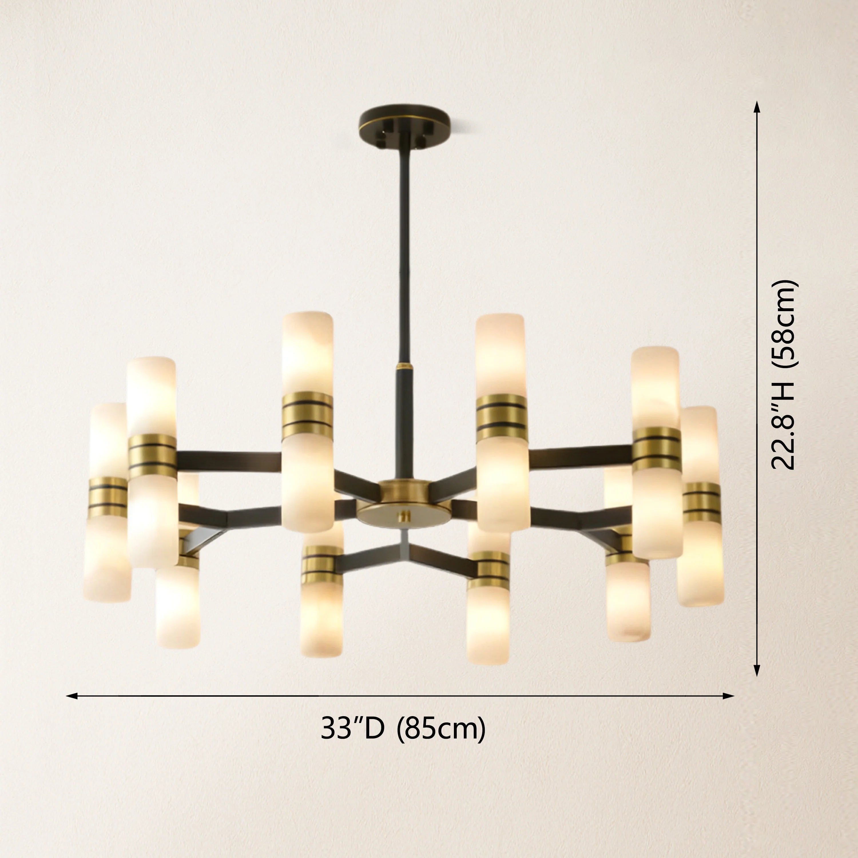 Moral Alabaster Round chandelier 33"D#Finish_Gold