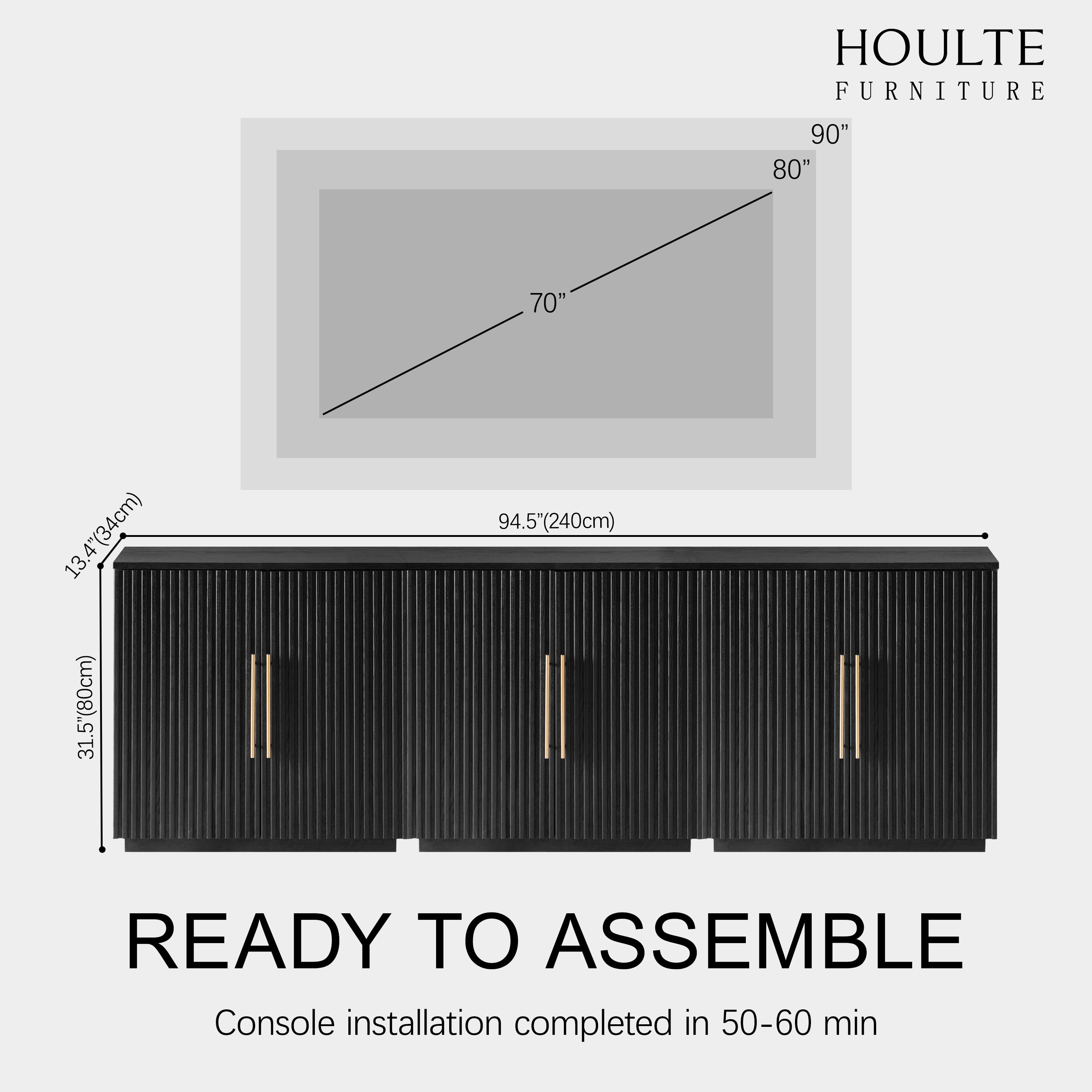 Holt 94.5″ Oak Media Console(Set of 3)