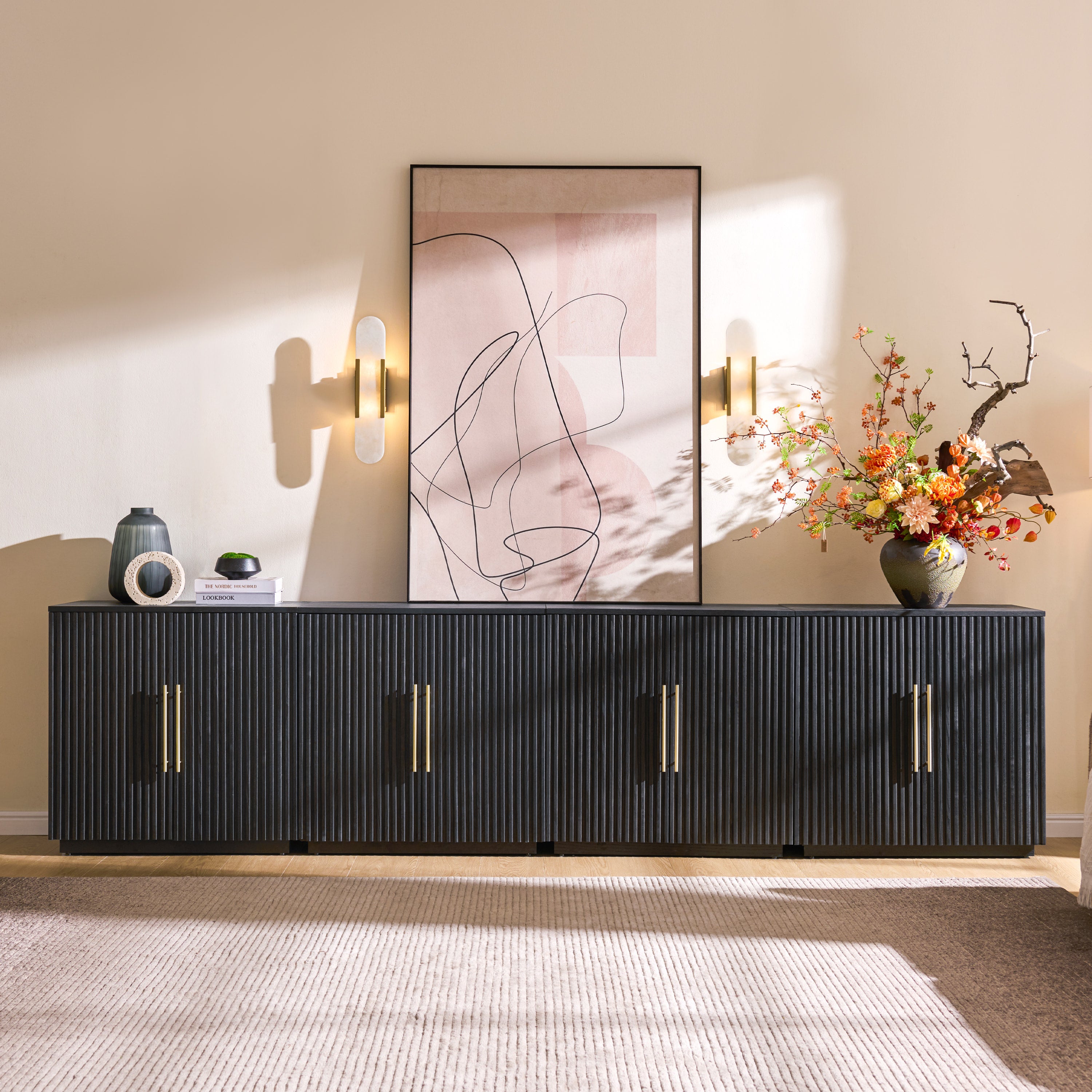 Holt 126″ Oak Media Console(Set of 4)