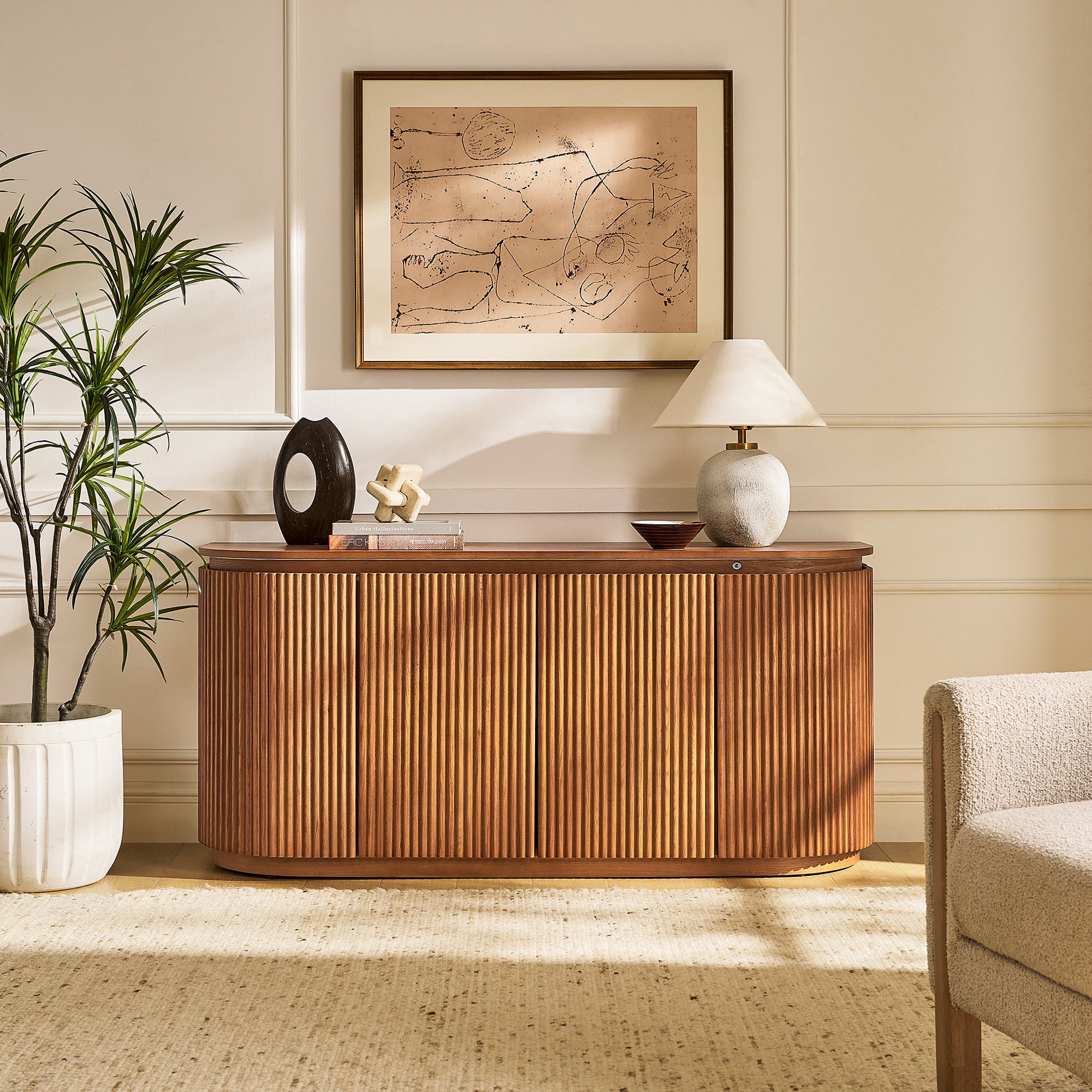 Ewan Oak Media Console And Sideboard Set