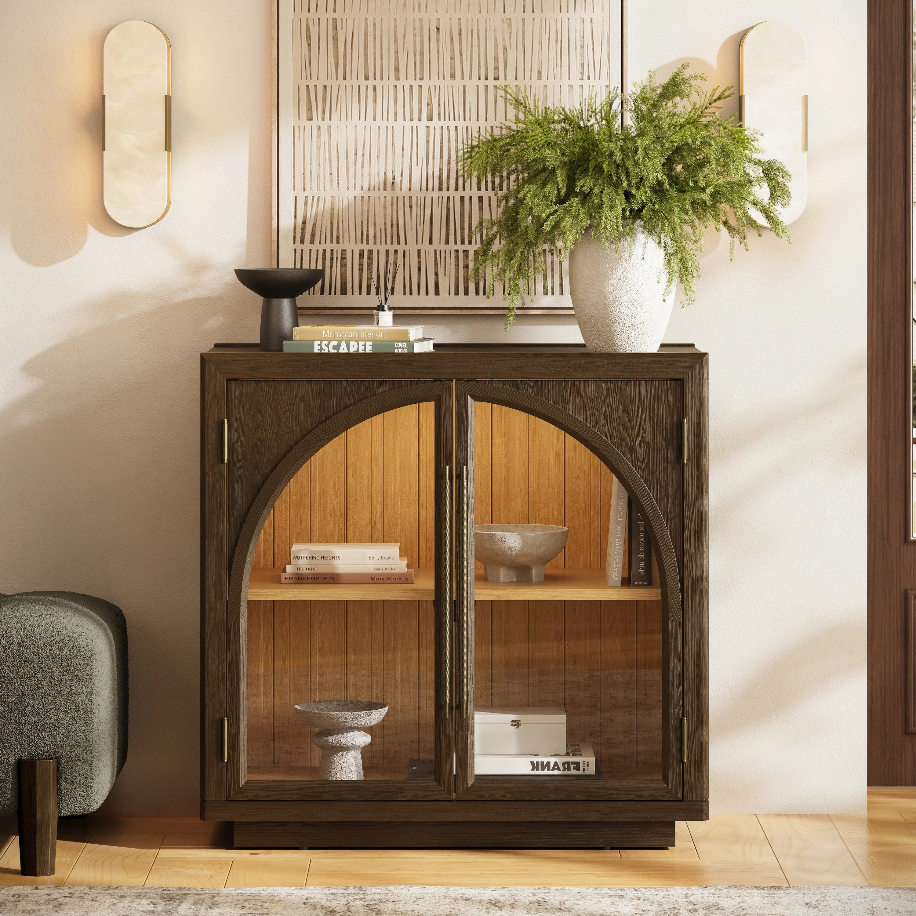Alvar Arched 32″ Oak Storage Cabinet