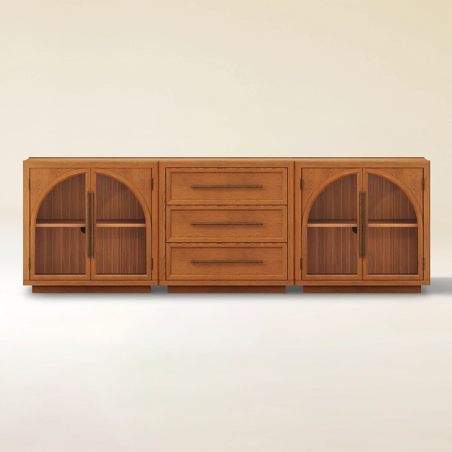 Alvar Arched 94.5″ Oak Modular Media Console(Set of 3)