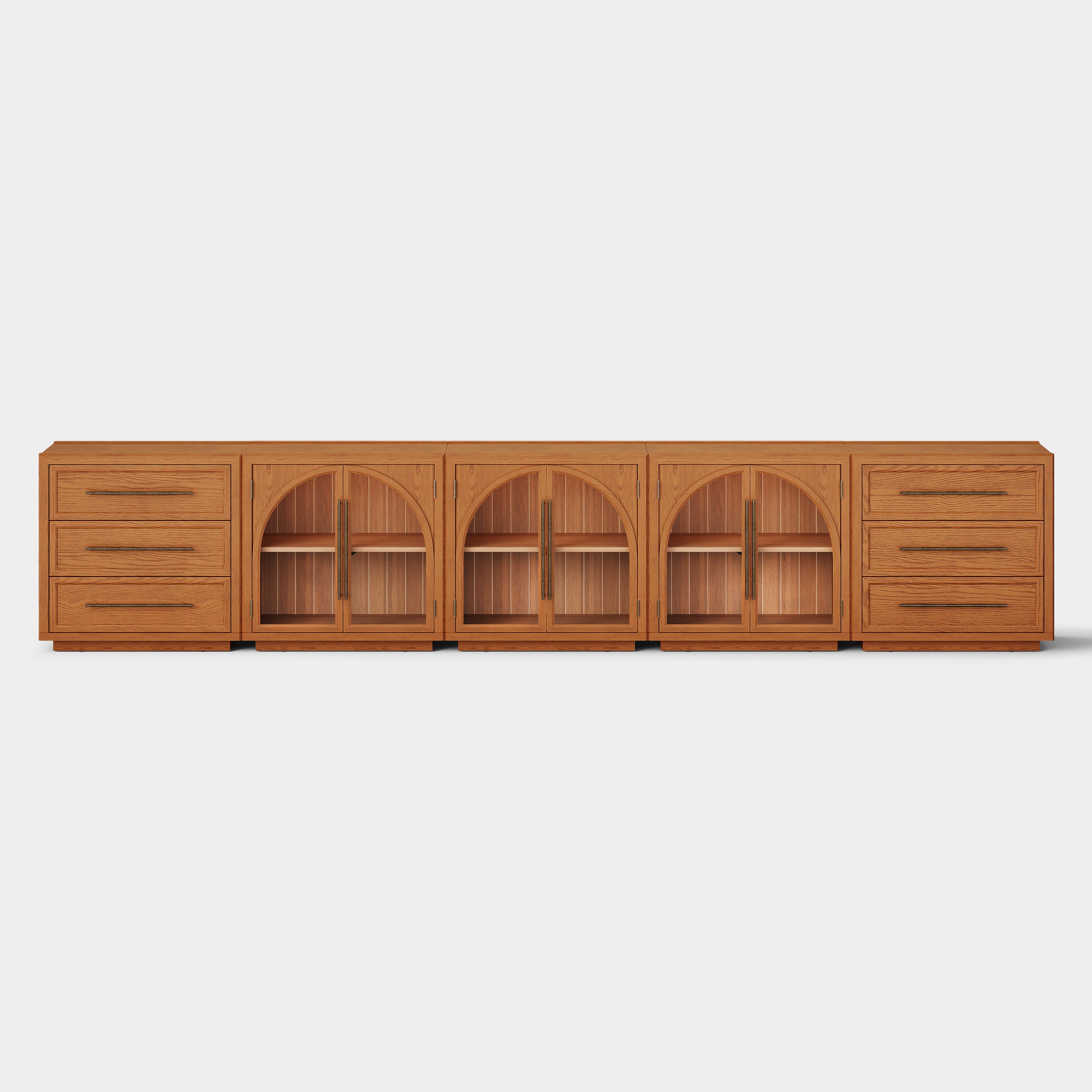 Alvar Arched 157.5″ Oak Modular Media Console(Set of 5)