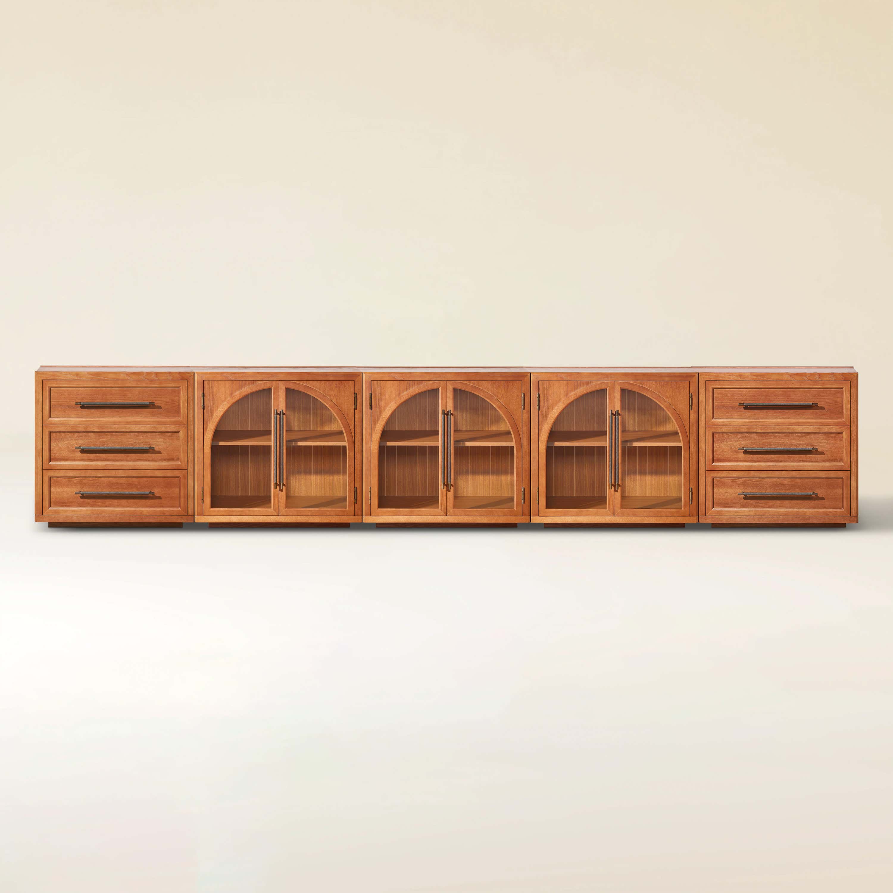 Alvar Arched 157.5″ Oak Modular Media Console(Set of 5)