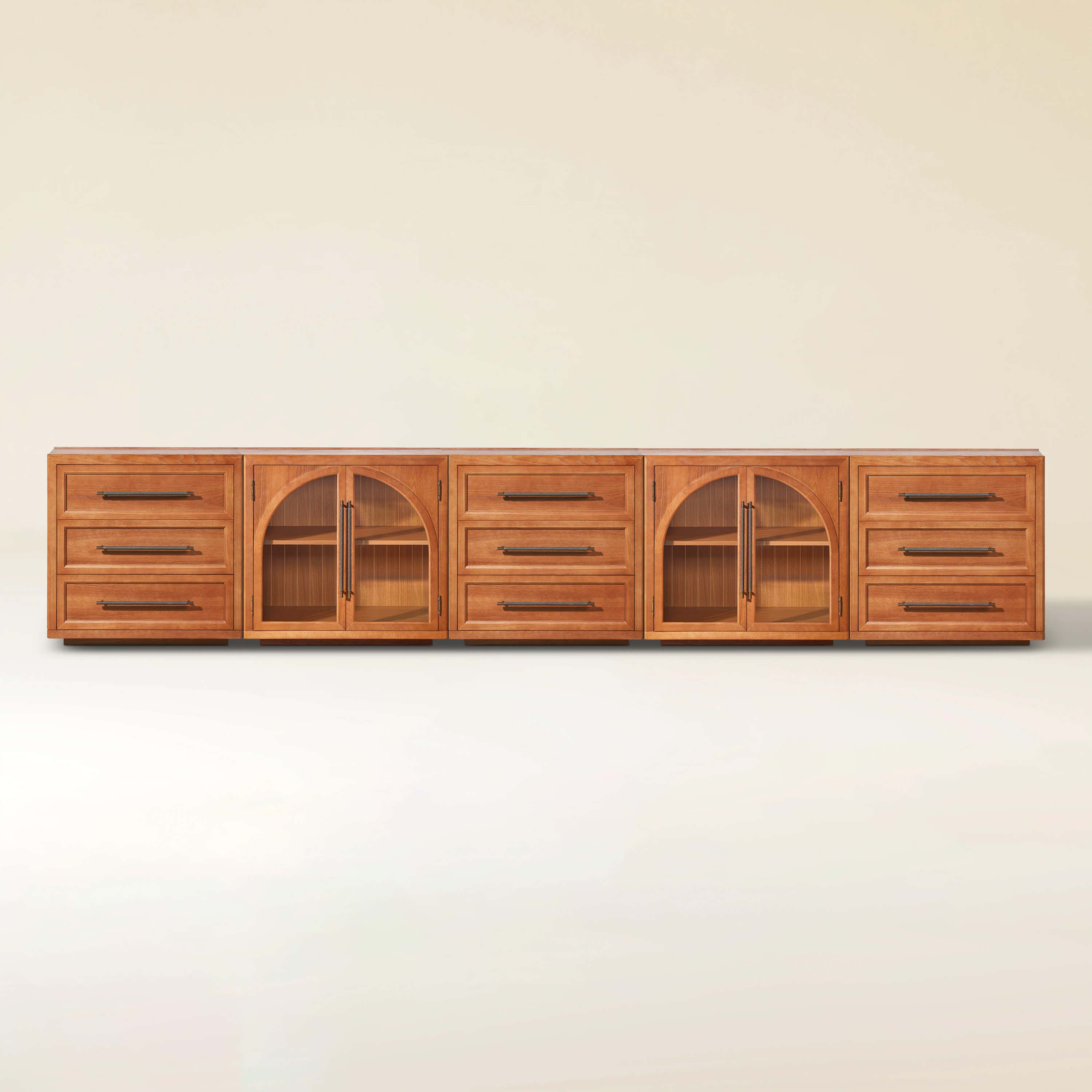 Alvar Arched 157.5″ Oak Modular Media Console(Set of 5)