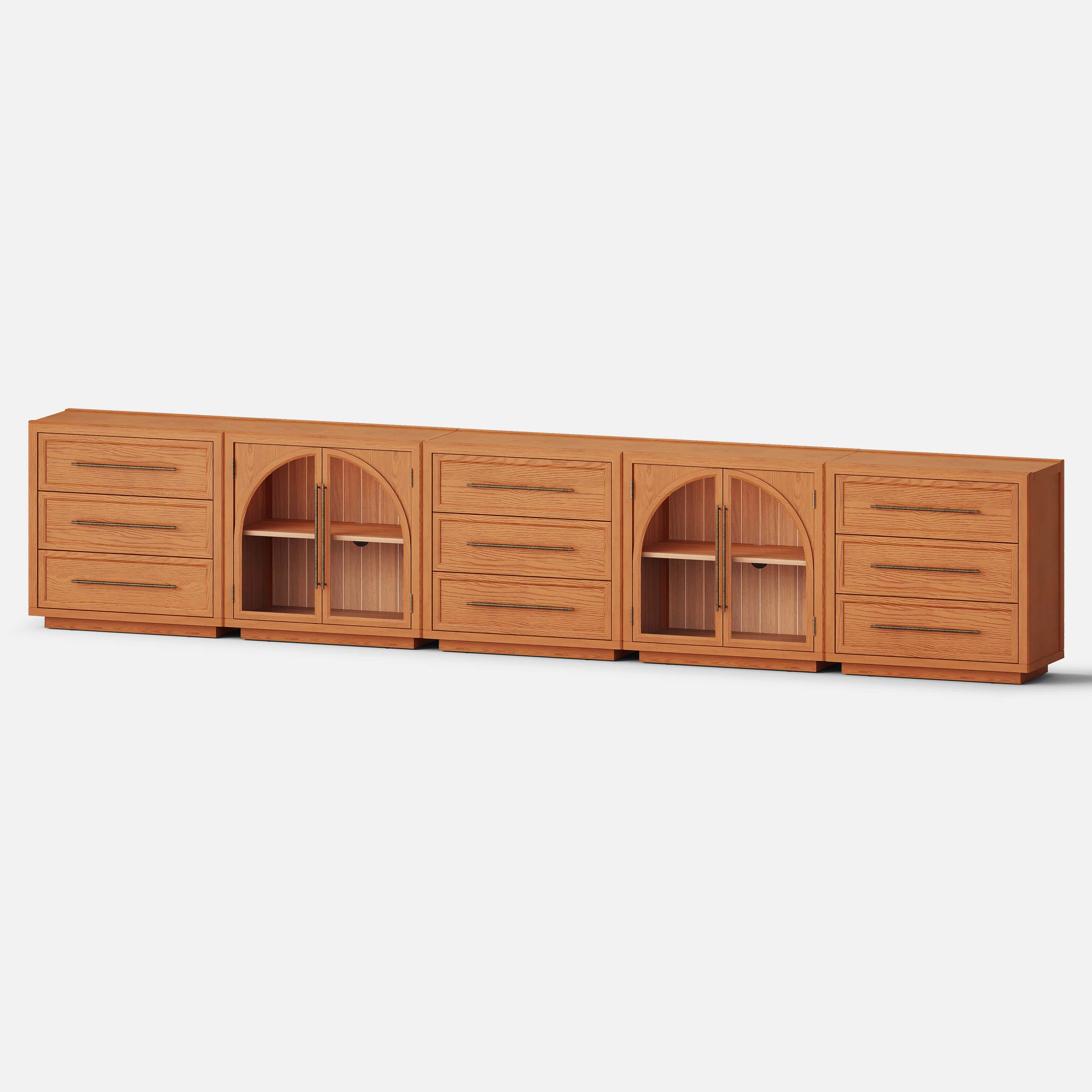 Alvar Arched 157.5″ Oak Modular Media Console(Set of 5)