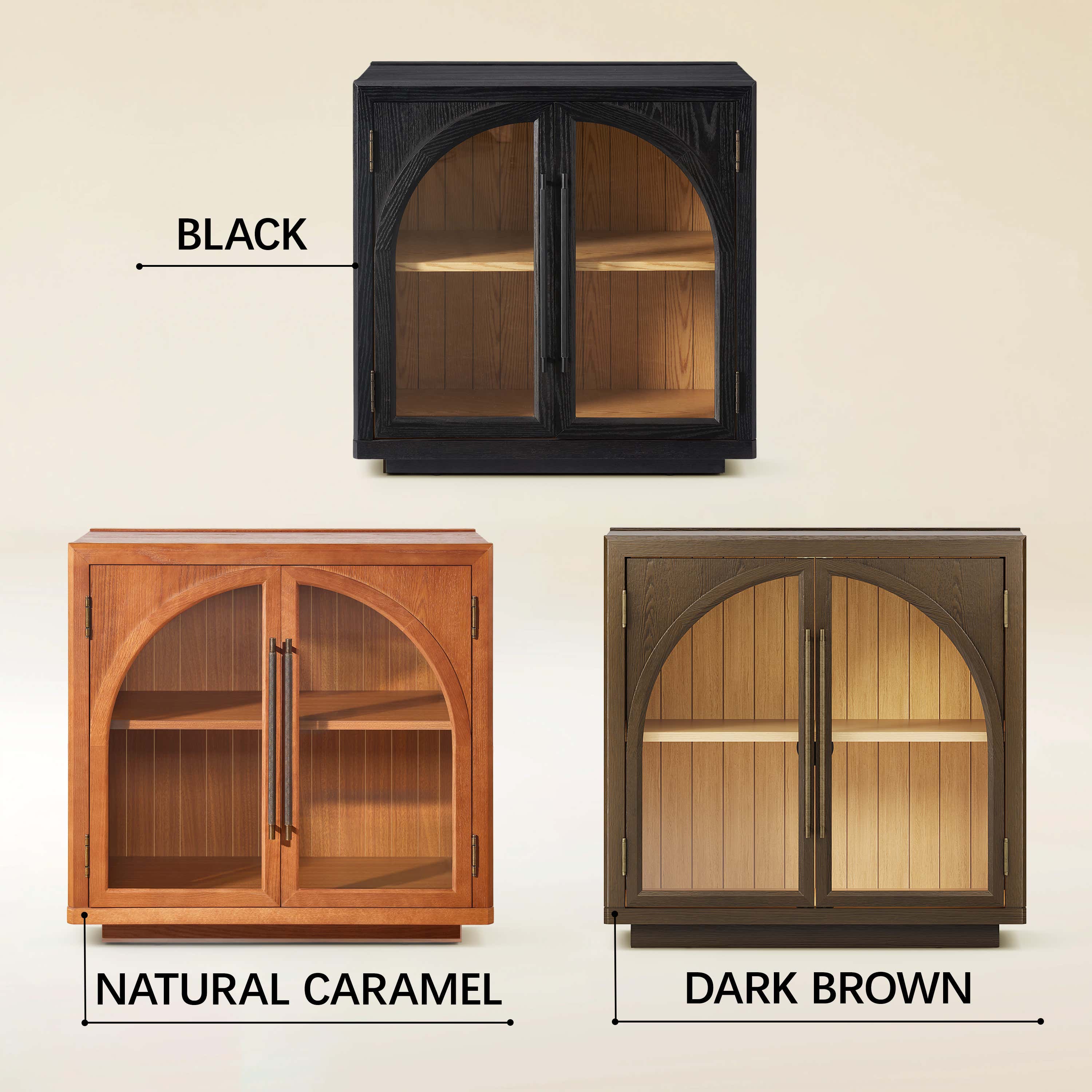 Alvar Arched 63″ Oak Media Console(Set of 2)