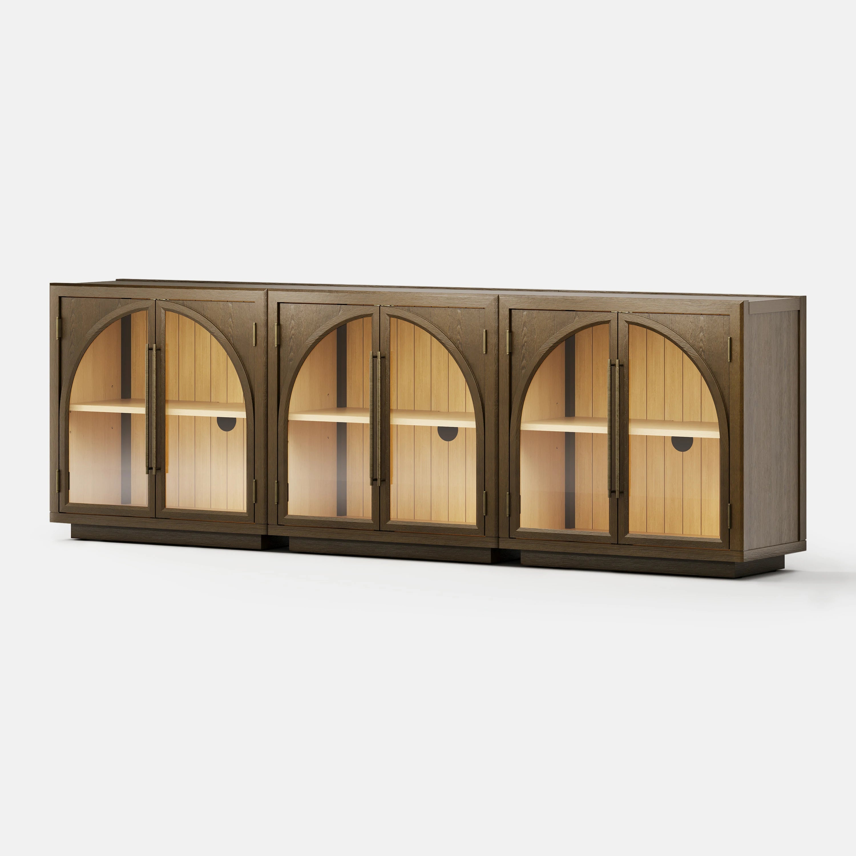 Alvar Arched 95″ Oak Media Console(Set of 3)