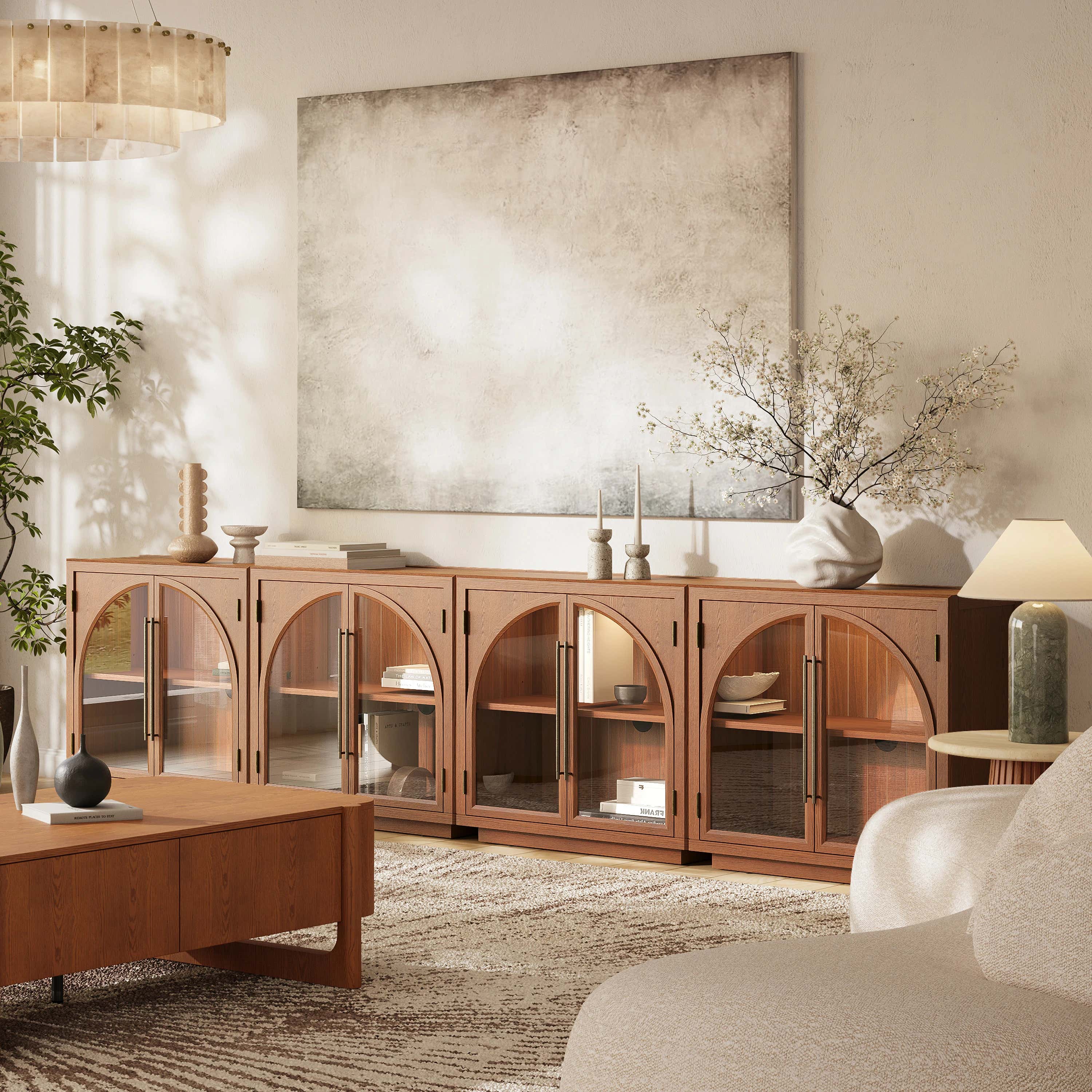 Alvar Arched 32″ Oak Storage Cabinet