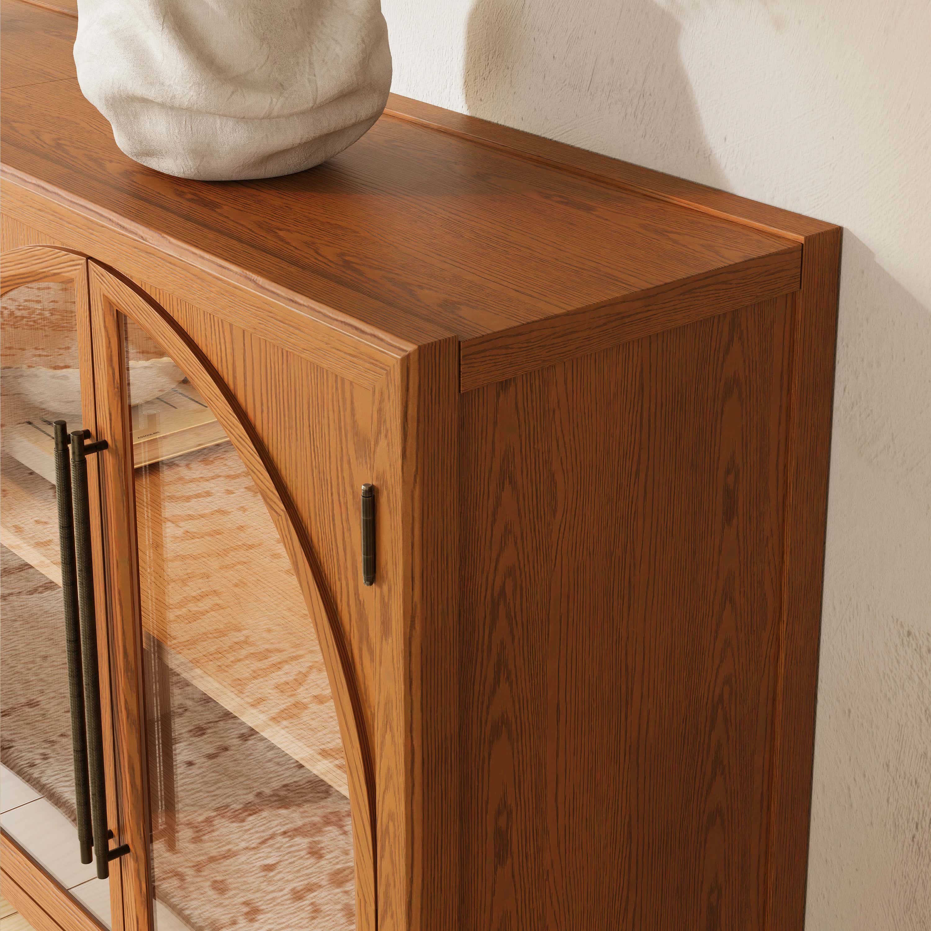 Alvar Arched 126″ Oak Modular Media Console(Set of 4)